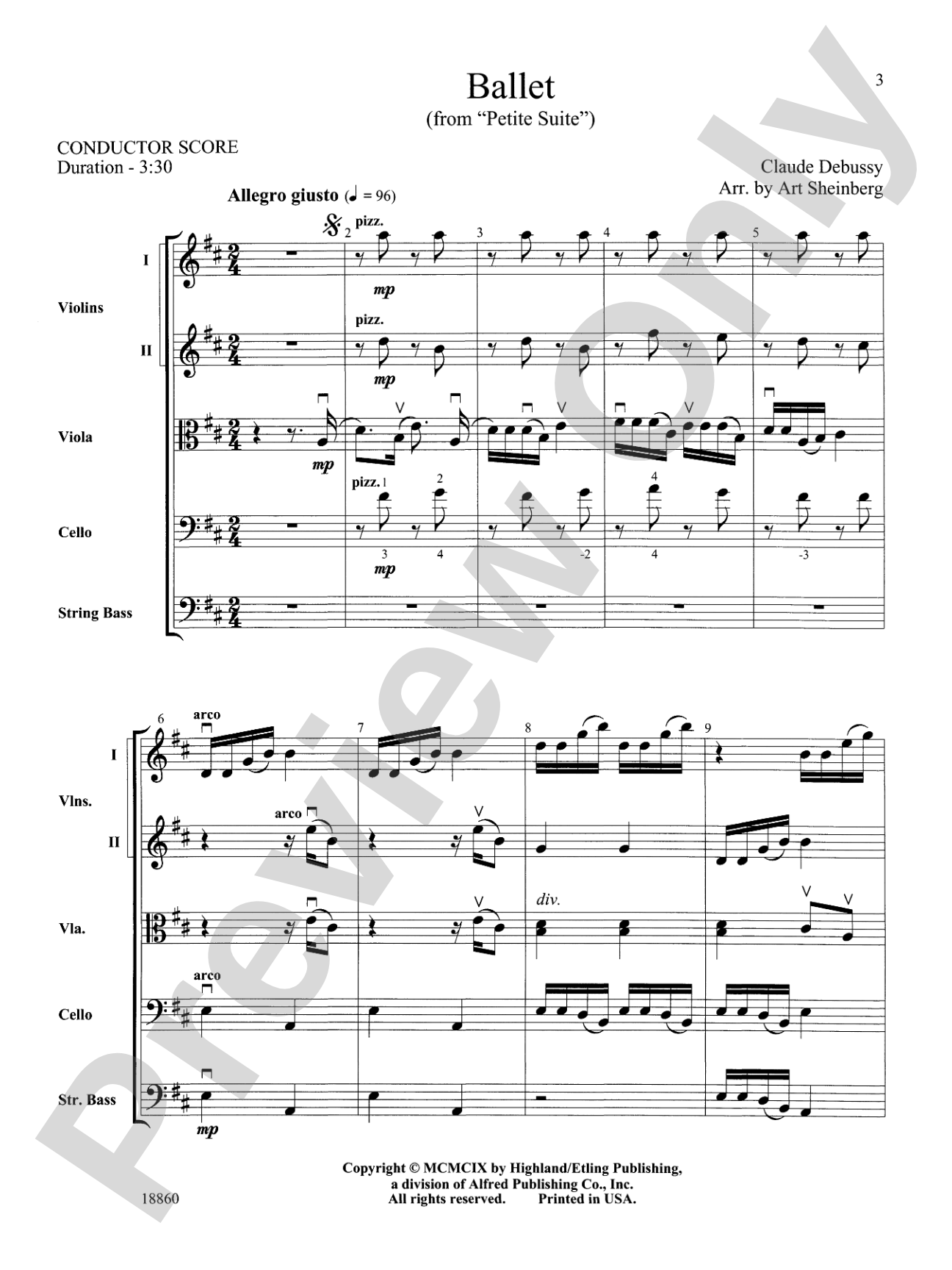 Ballet from Petite Suite: String Orchestra Conductor Score & Parts