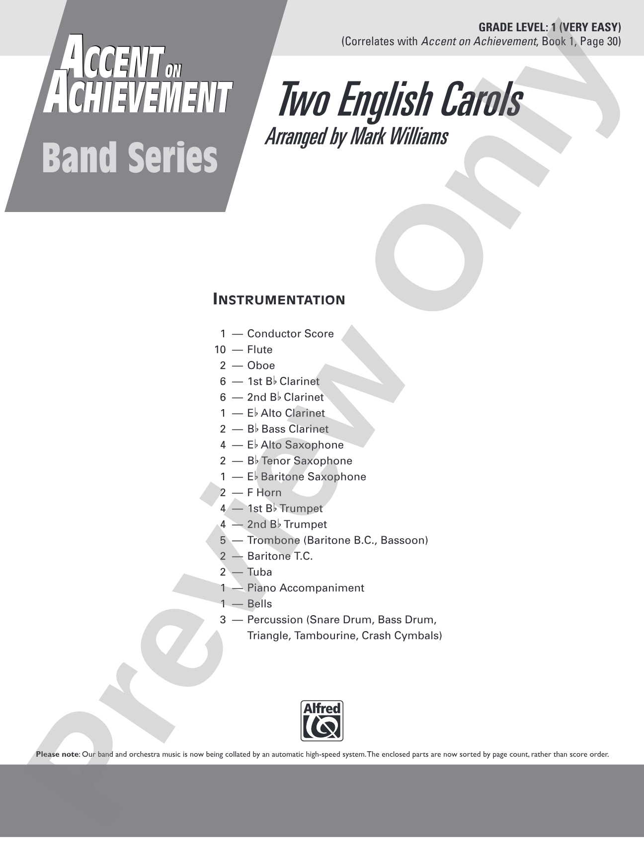 Two English Carols: Concert Band Conductor Score & Parts
