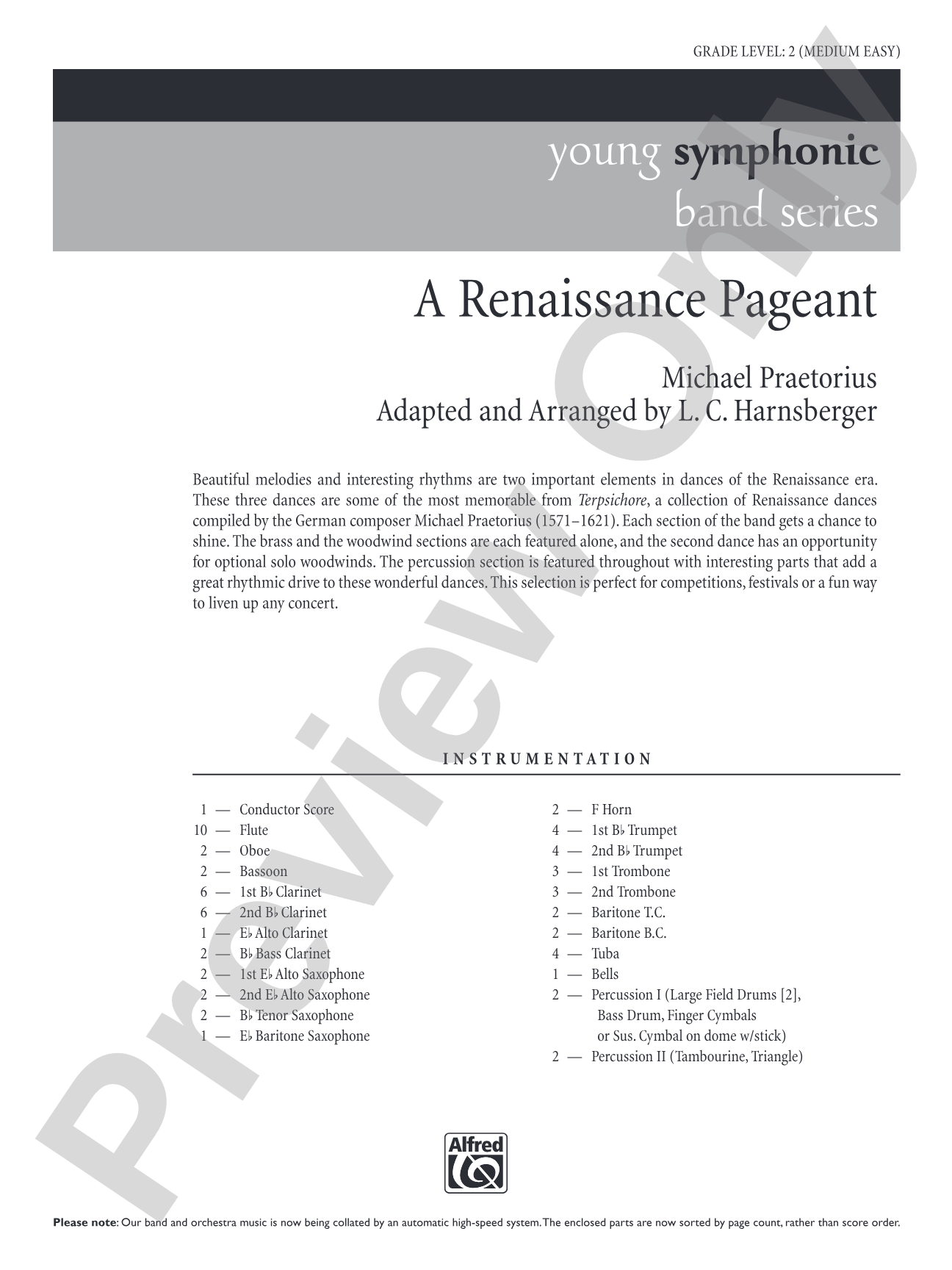A Renaissance Pageant: Concert Band Conductor Score & Parts