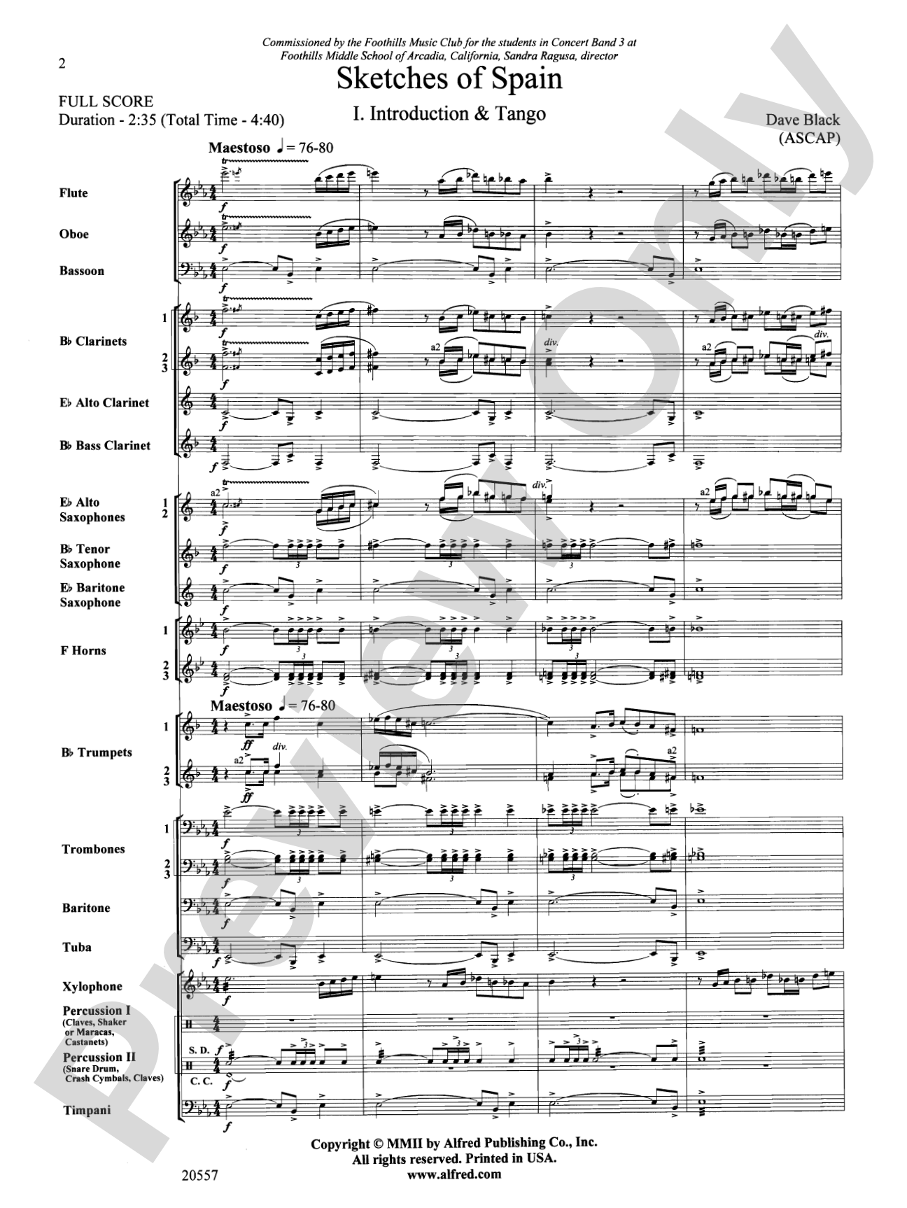 Sketches of Spain: Concert Band Conductor Score & Parts