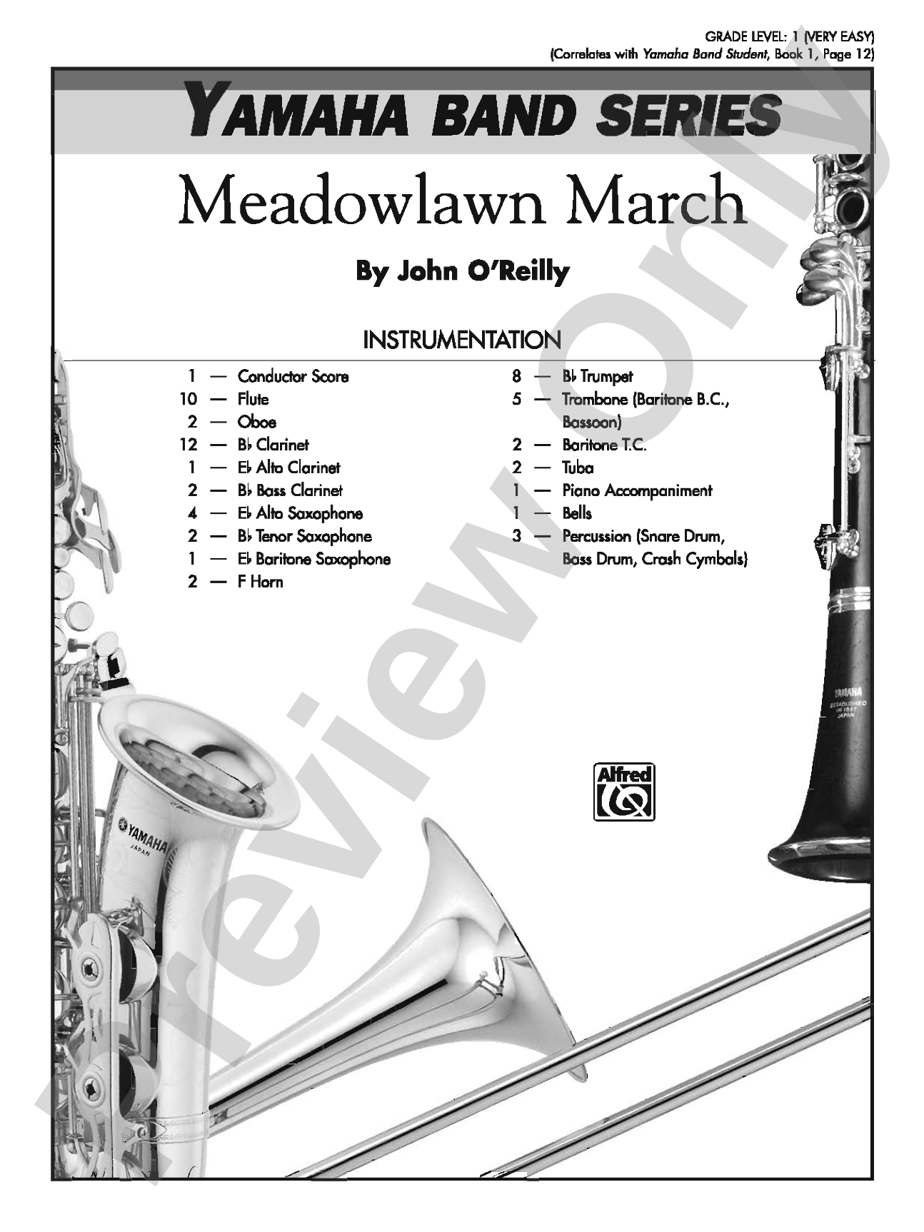 Meadowlawn March: Concert Band Conductor Score & Parts