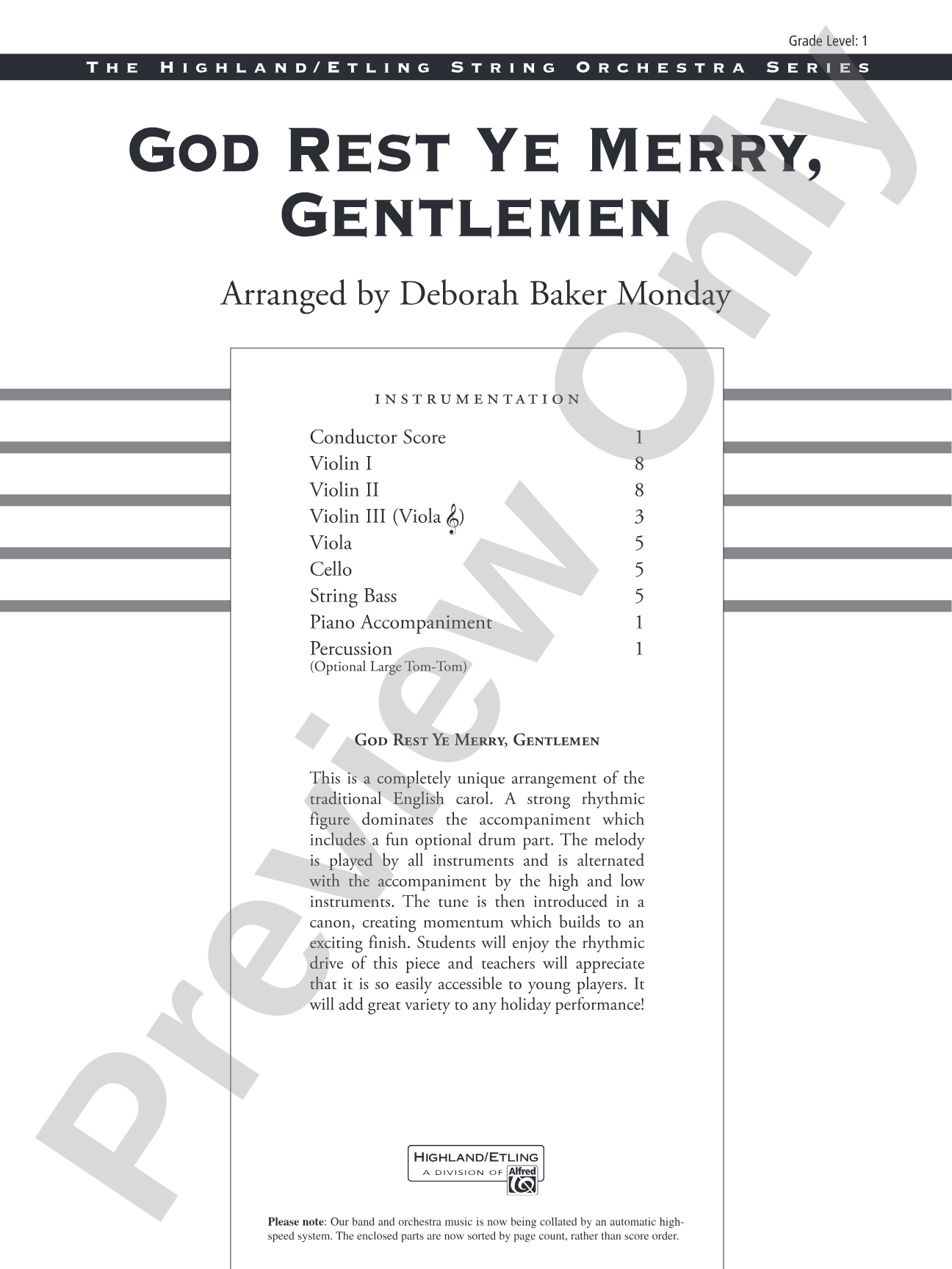 God Rest Ye Merry, Gentlemen: String Orchestra Conductor Score & Parts