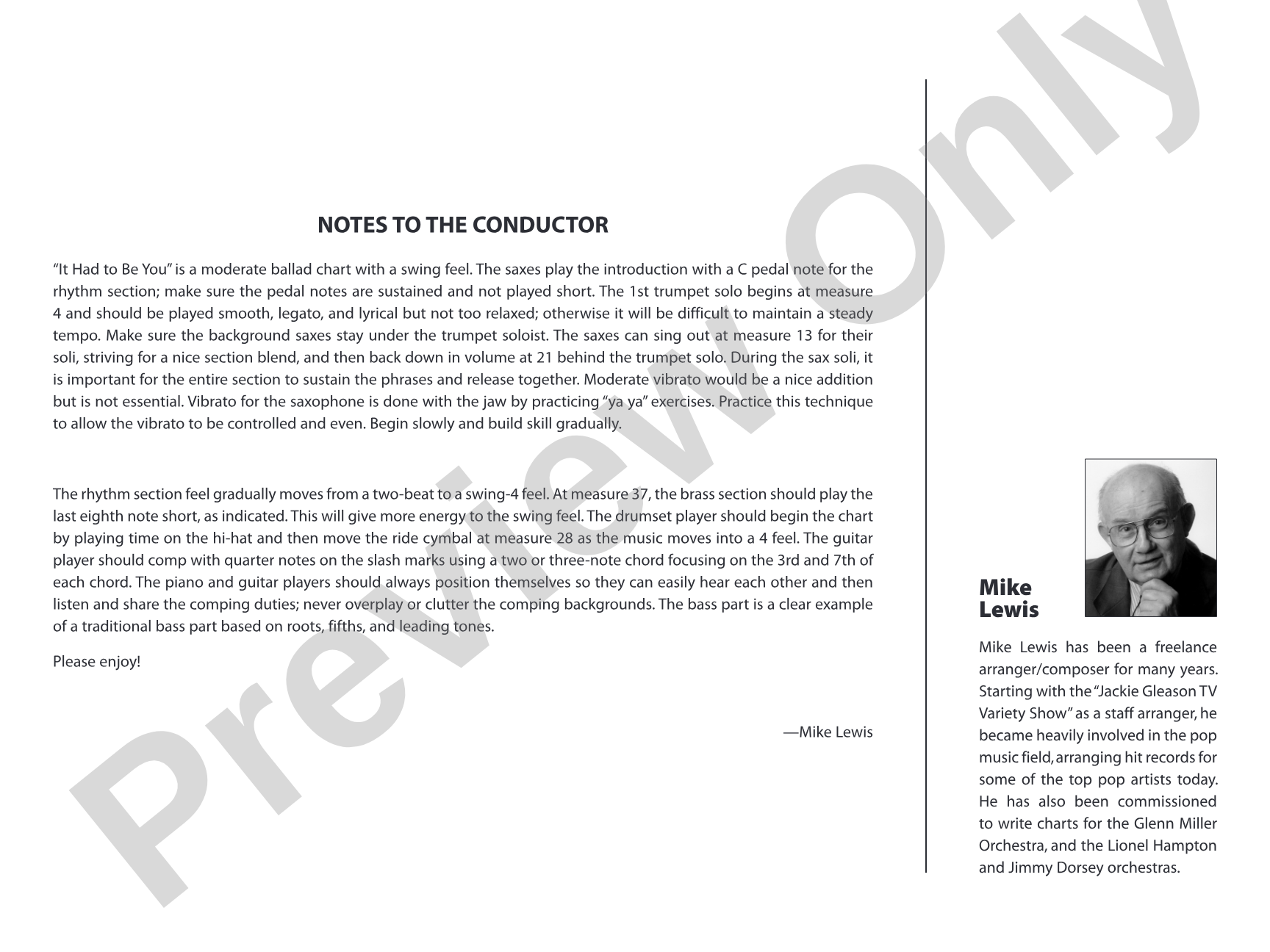 It Had to Be You: Jazz Ensemble Conductor Score & Parts