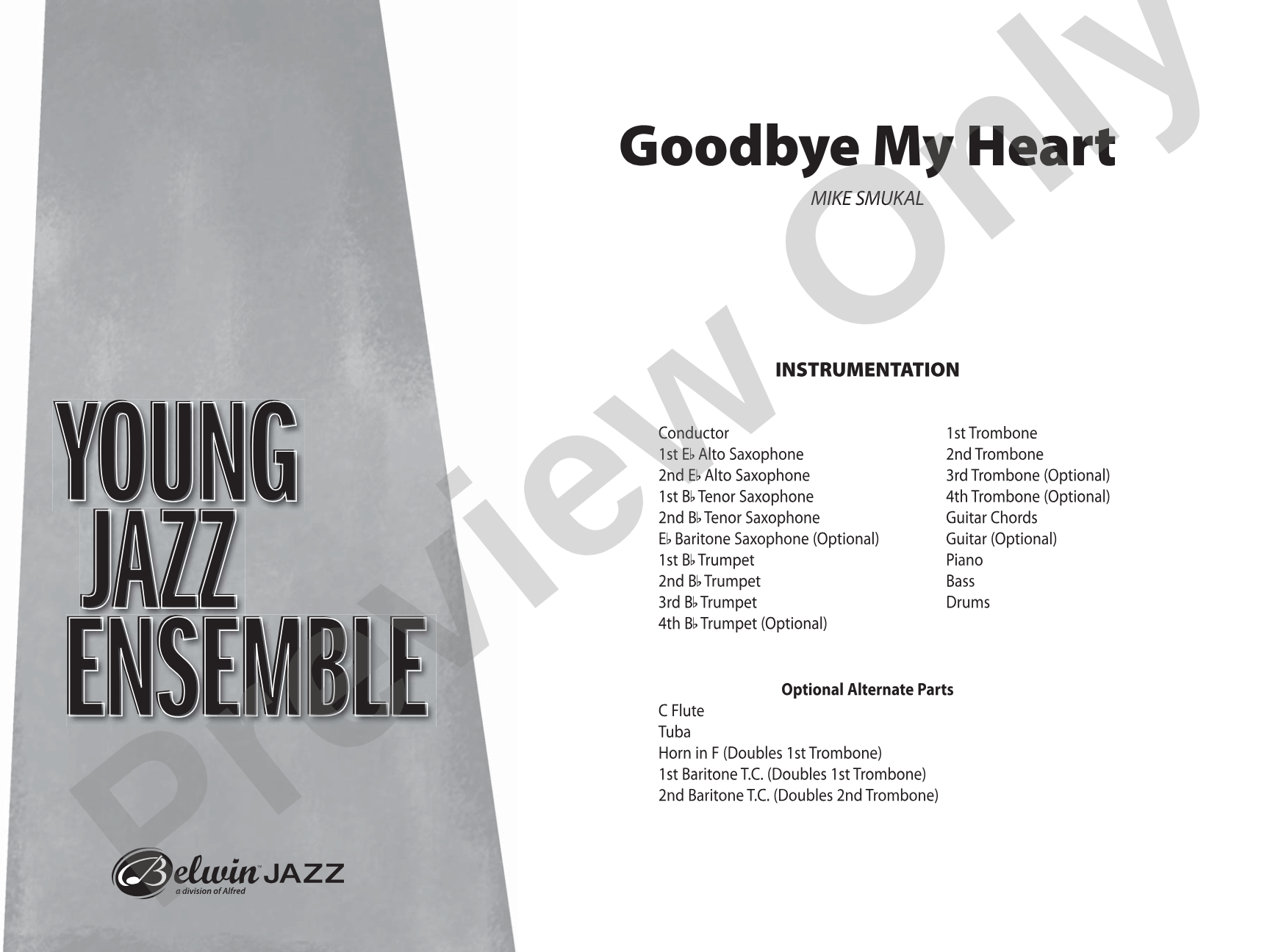 Goodbye My Heart: Jazz Ensemble Conductor Score & Parts
