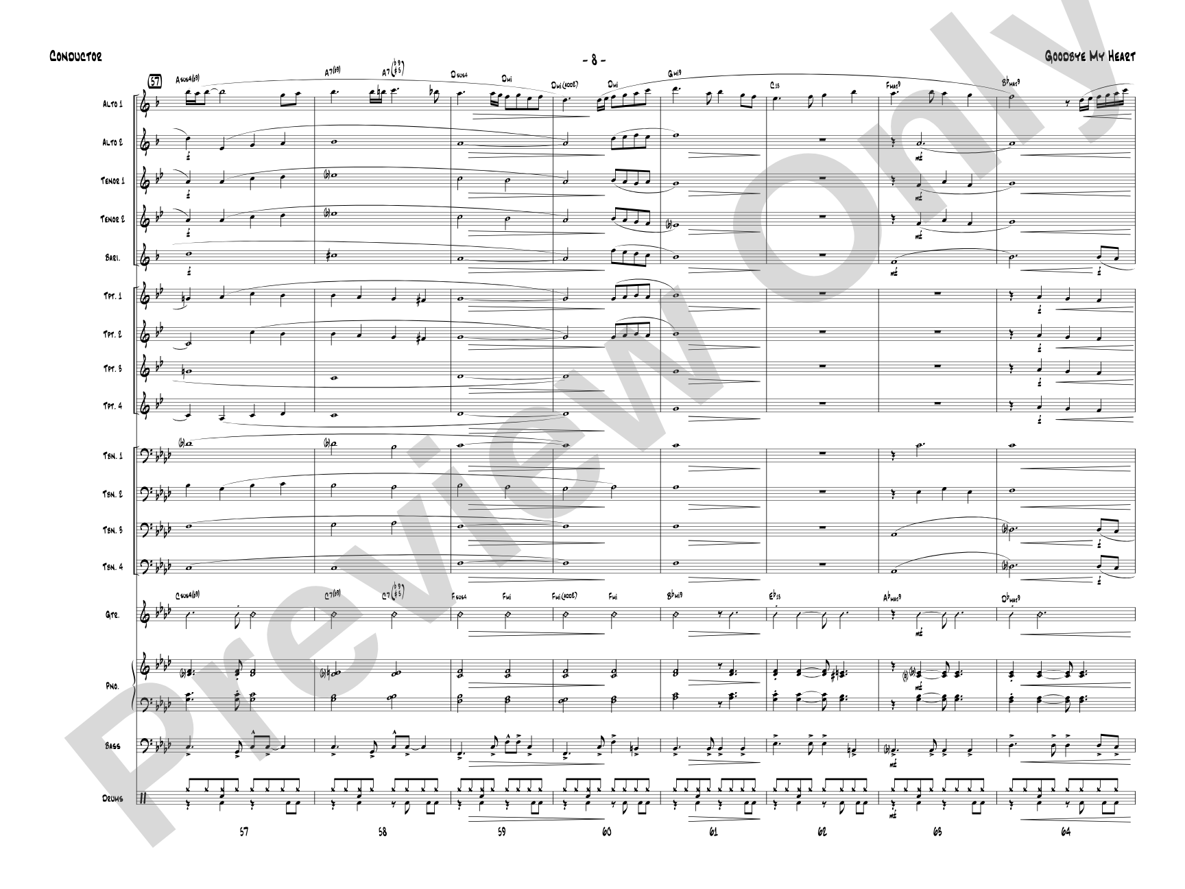 Goodbye My Heart: Jazz Ensemble Conductor Score & Parts