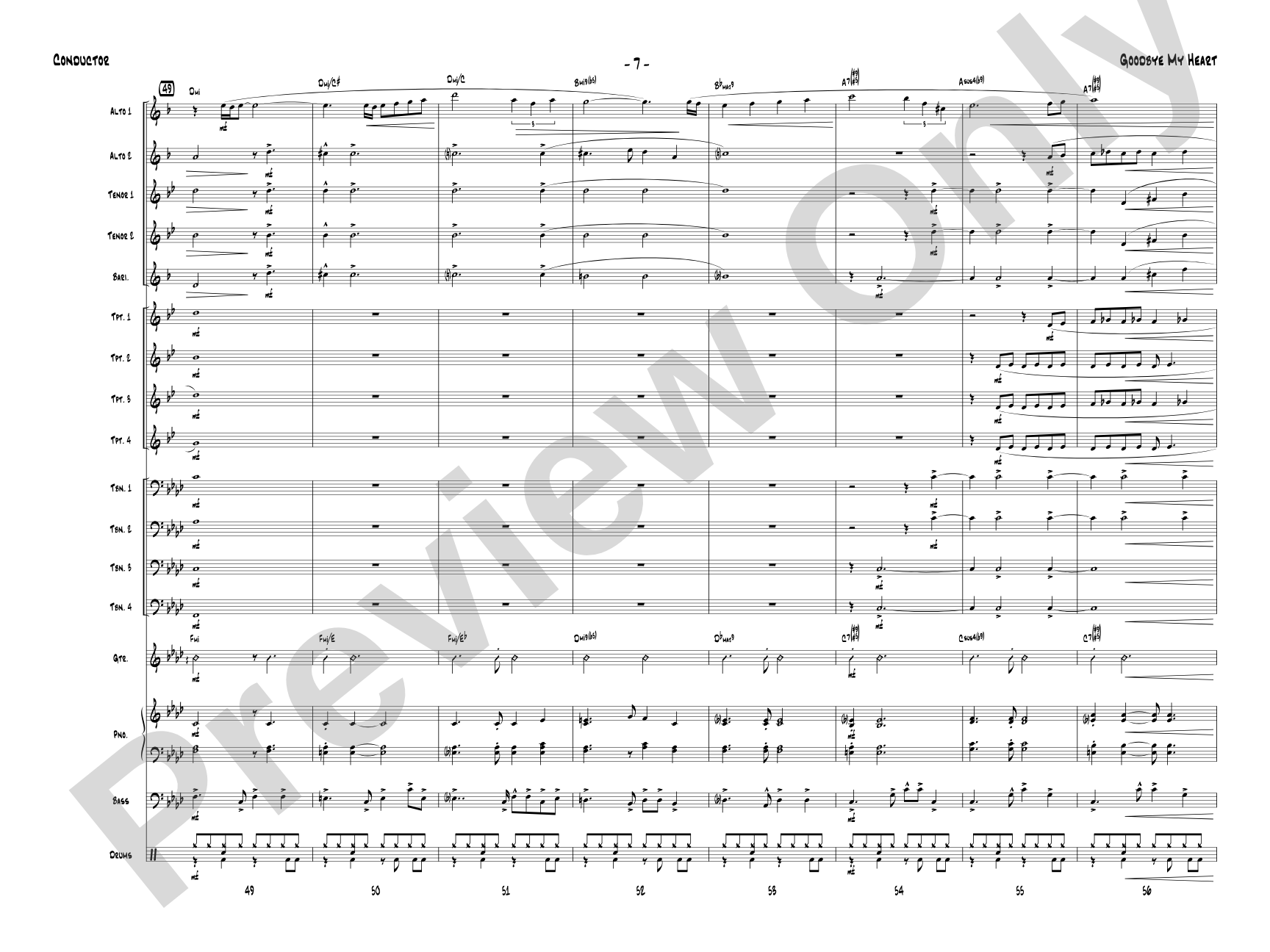 Goodbye My Heart: Jazz Ensemble Conductor Score & Parts