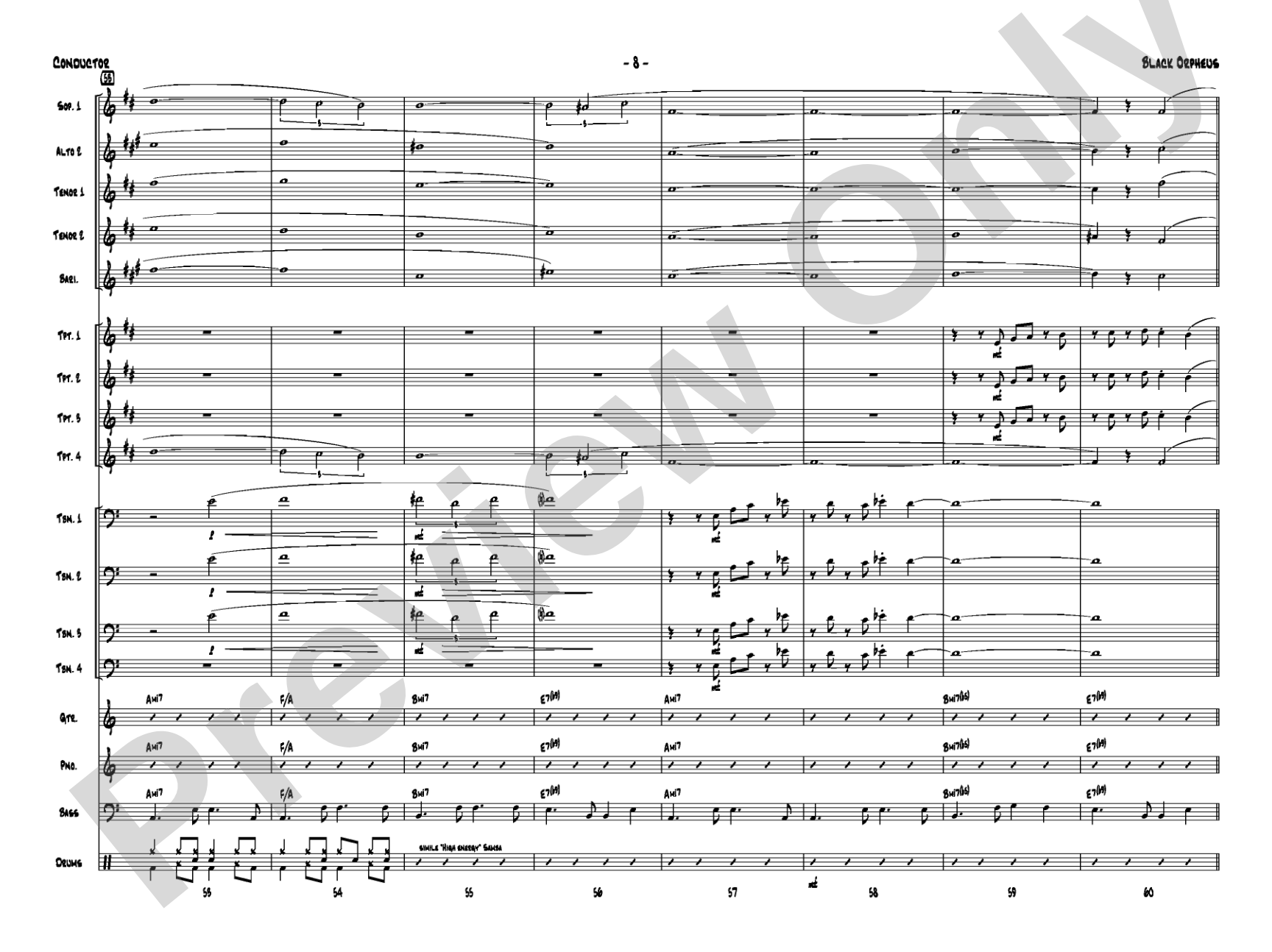 Black Orpheus: Jazz Ensemble Conductor Score & Parts
