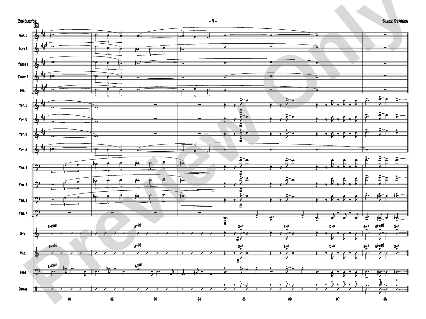 Black Orpheus: Jazz Ensemble Conductor Score & Parts