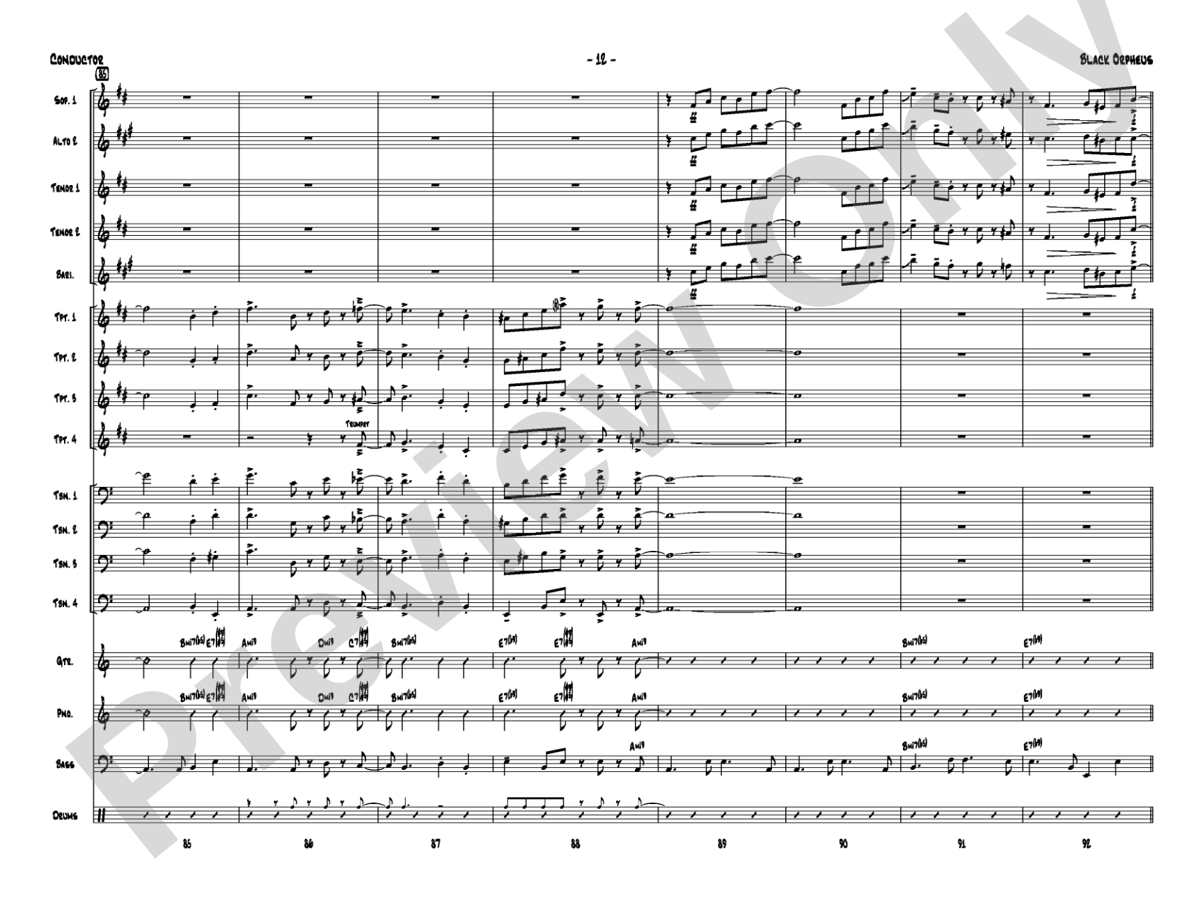 Black Orpheus: Jazz Ensemble Conductor Score & Parts