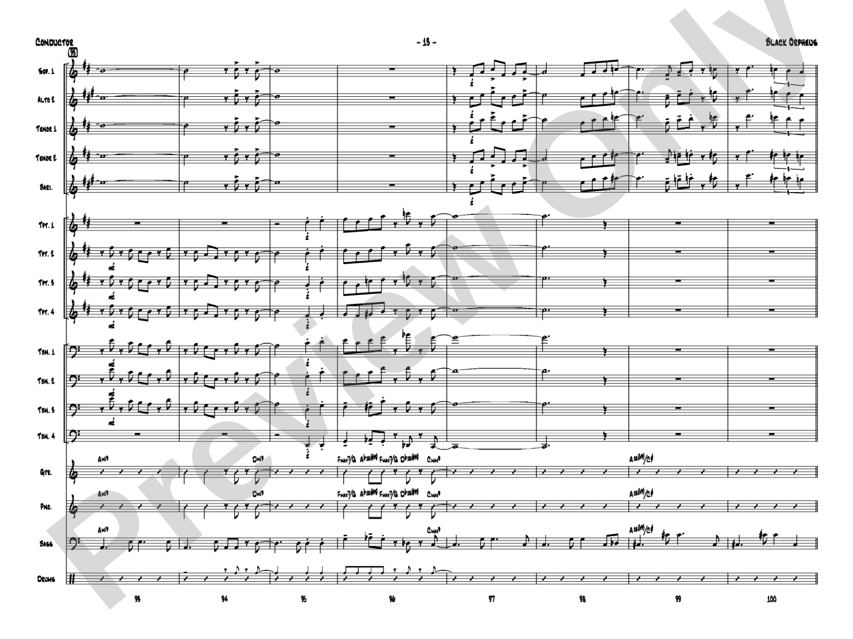 Black Orpheus: Jazz Ensemble Conductor Score & Parts