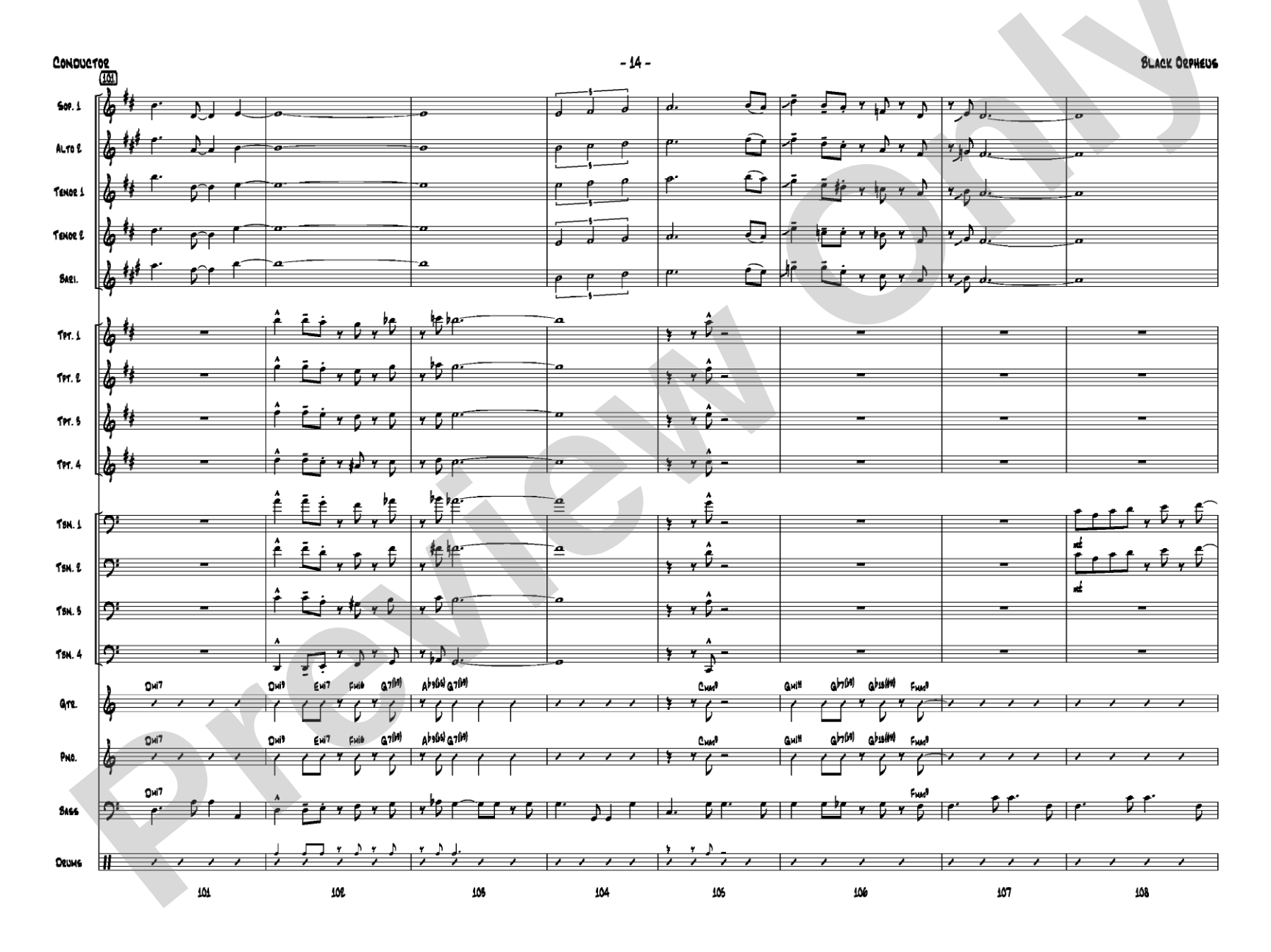 Black Orpheus: Jazz Ensemble Conductor Score & Parts
