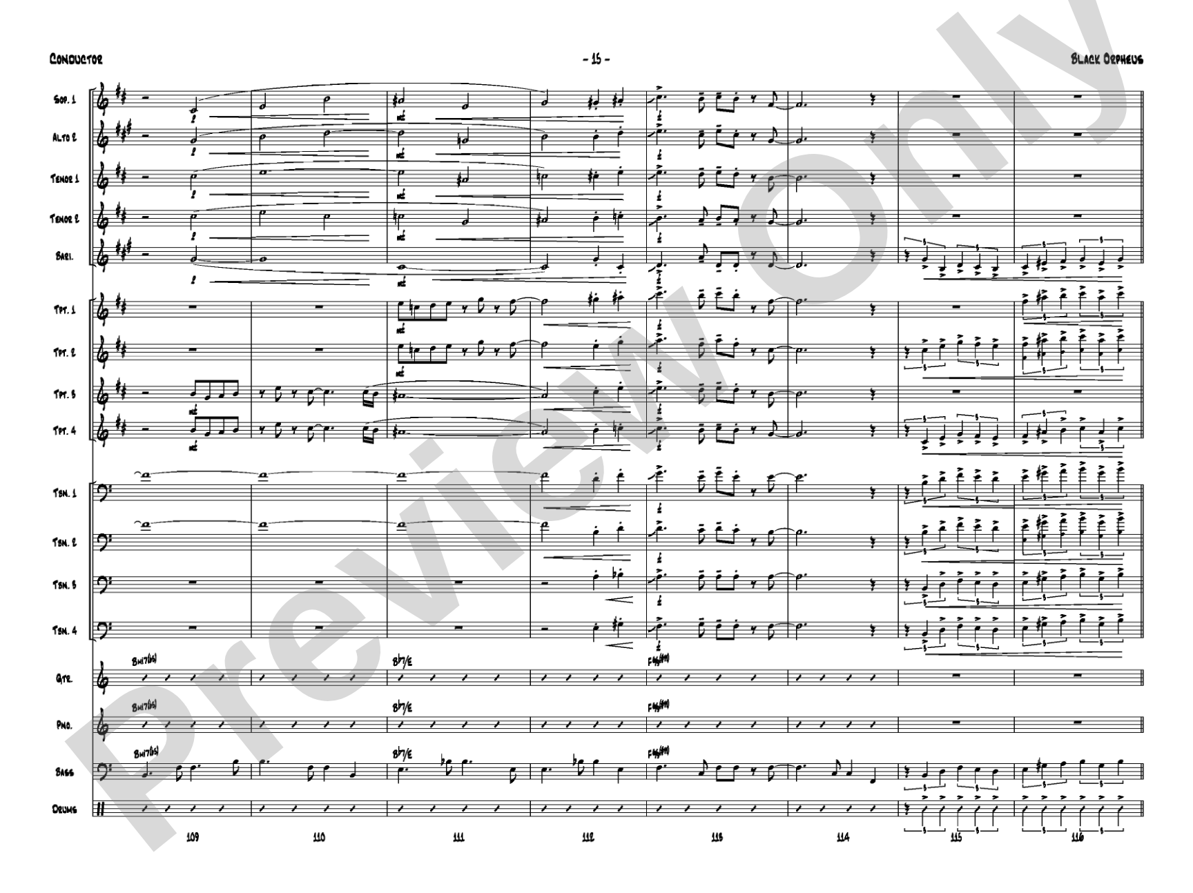 Black Orpheus: Jazz Ensemble Conductor Score & Parts