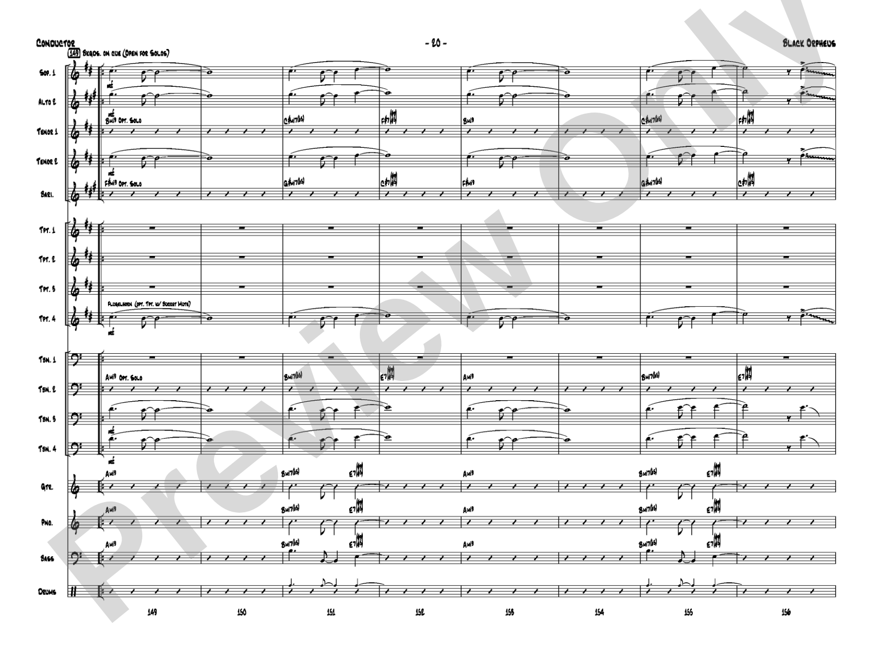Black Orpheus: Jazz Ensemble Conductor Score & Parts
