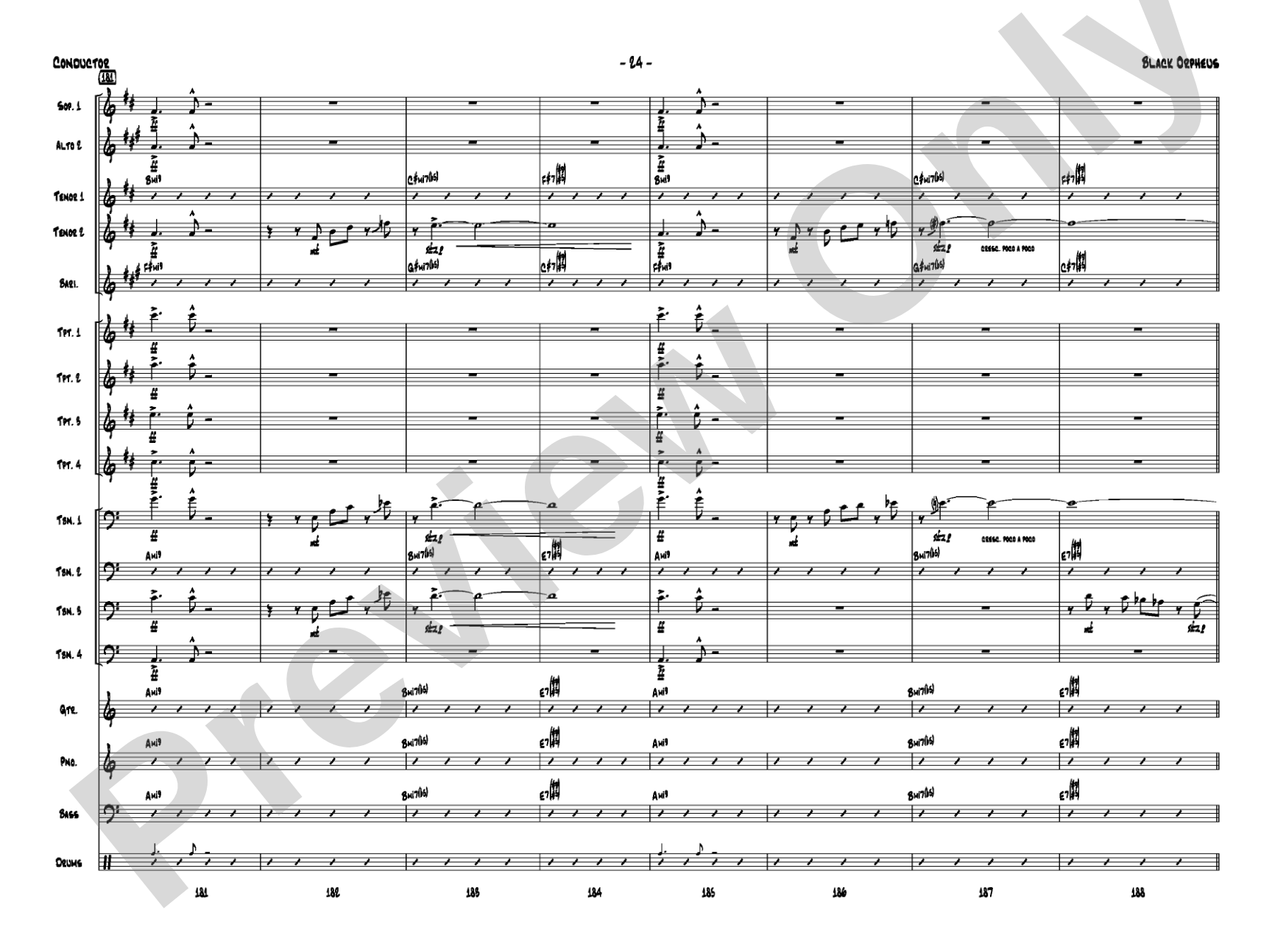 Black Orpheus: Jazz Ensemble Conductor Score & Parts