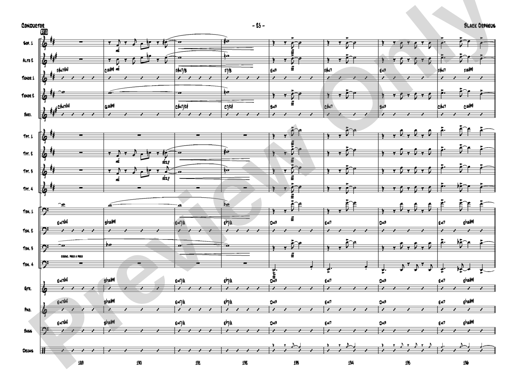 Black Orpheus: Jazz Ensemble Conductor Score & Parts