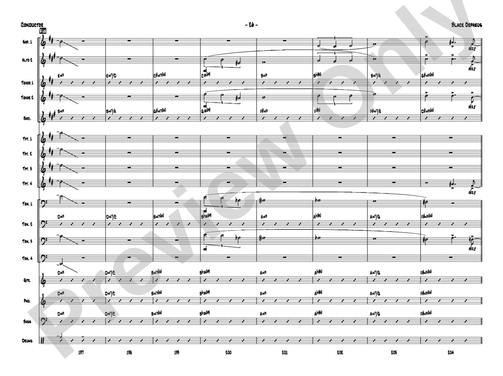 Black Orpheus: Jazz Ensemble Conductor Score & Parts
