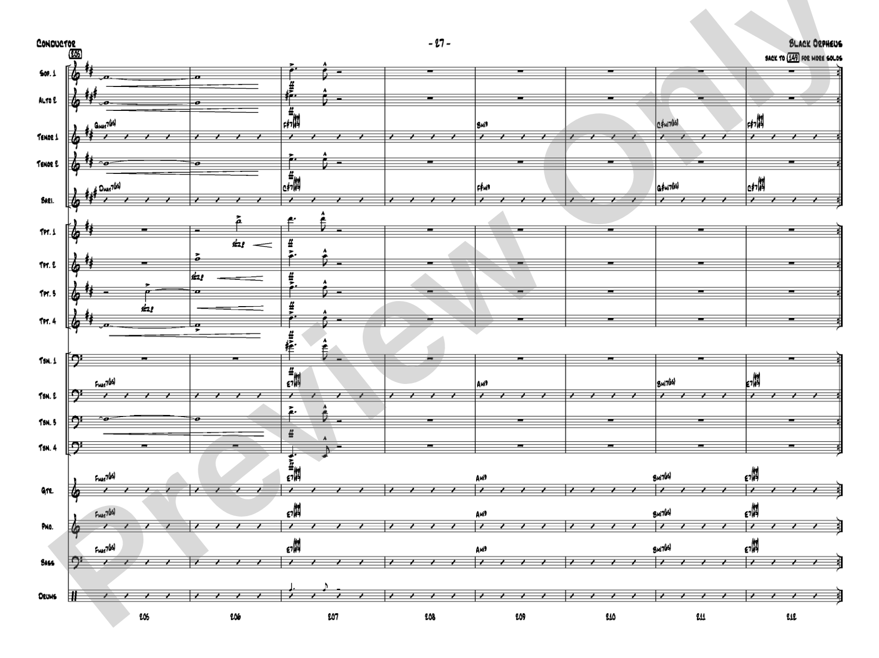 Black Orpheus: Jazz Ensemble Conductor Score & Parts
