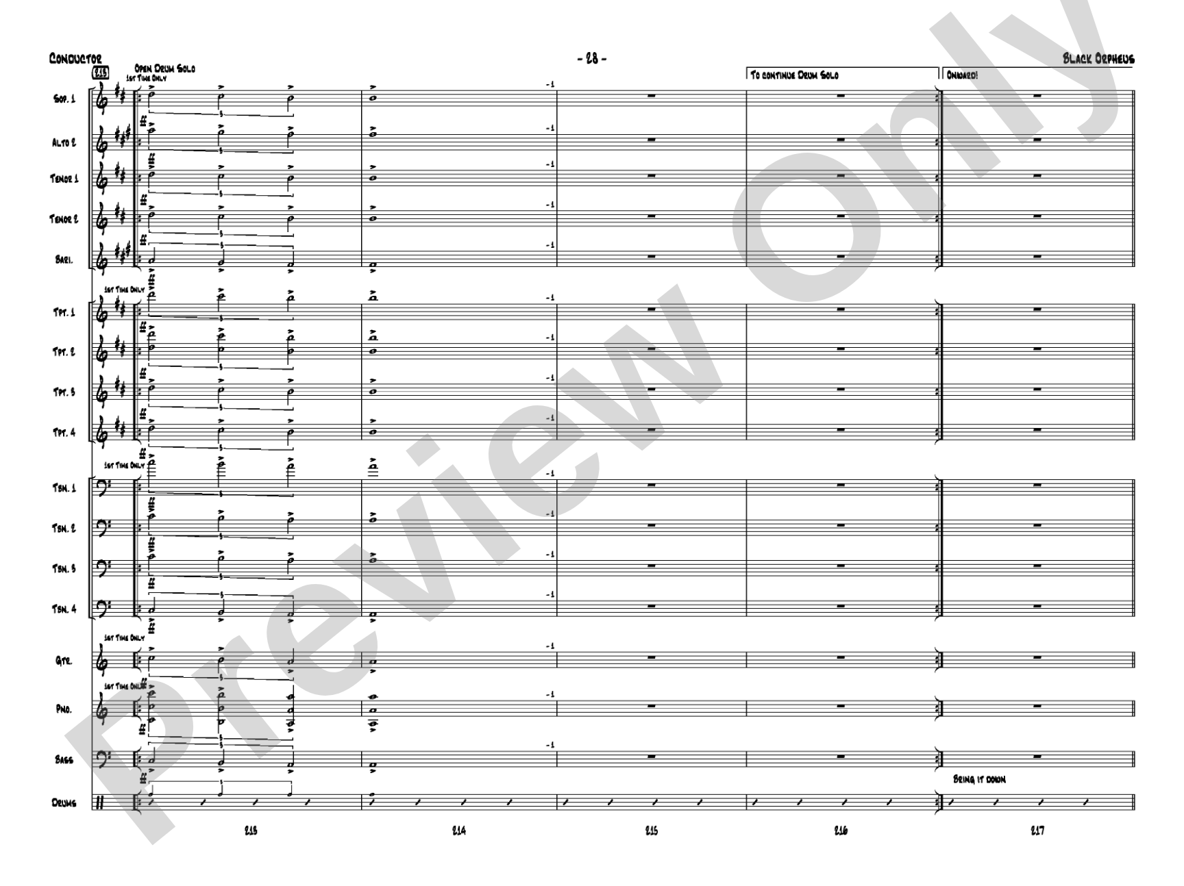 Black Orpheus: Jazz Ensemble Conductor Score & Parts