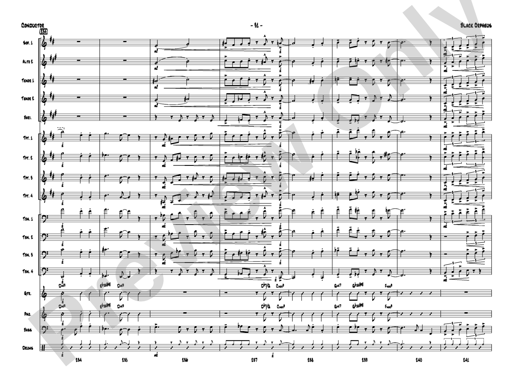 Black Orpheus: Jazz Ensemble Conductor Score & Parts