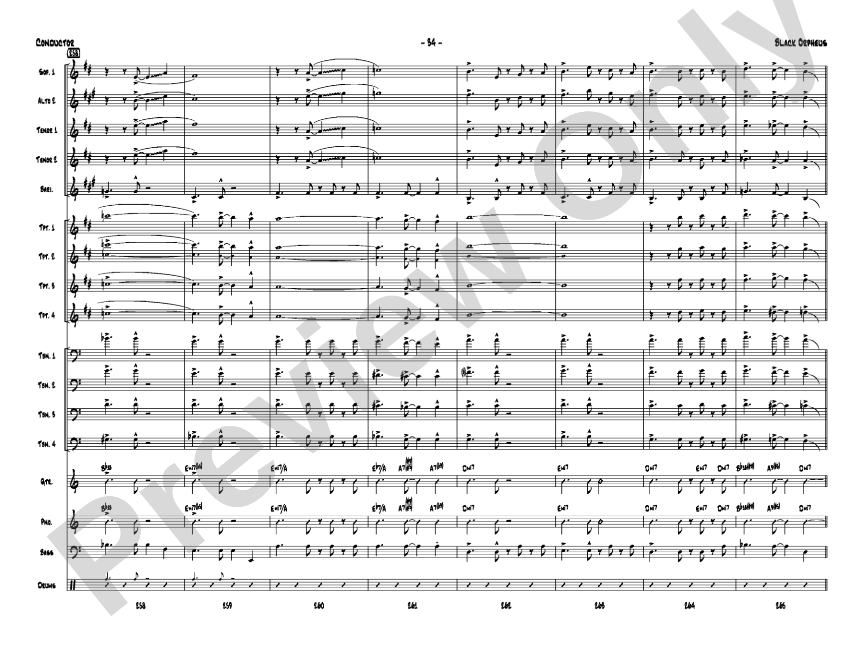 Black Orpheus: Jazz Ensemble Conductor Score & Parts