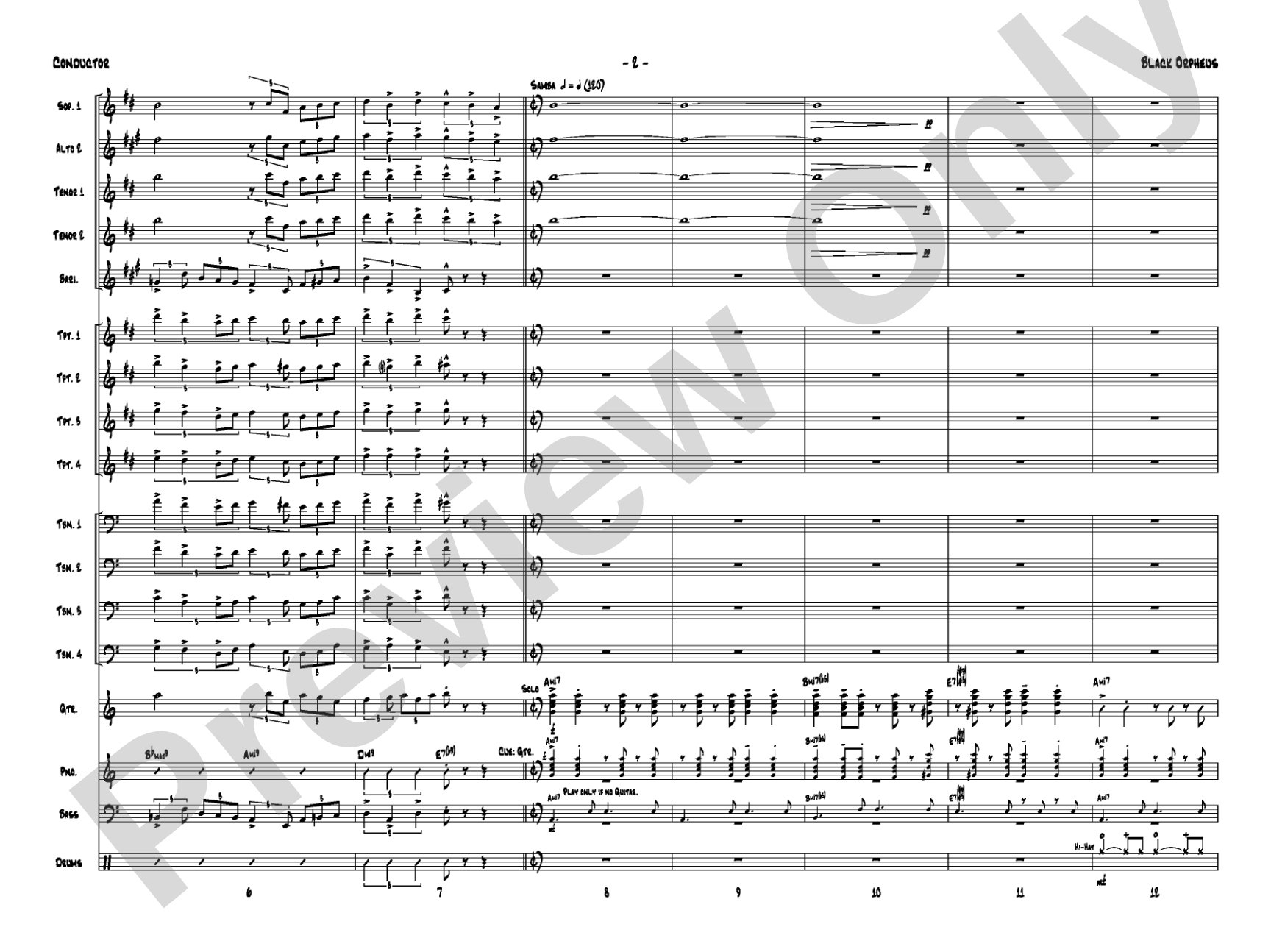 Black Orpheus: Jazz Ensemble Conductor Score & Parts