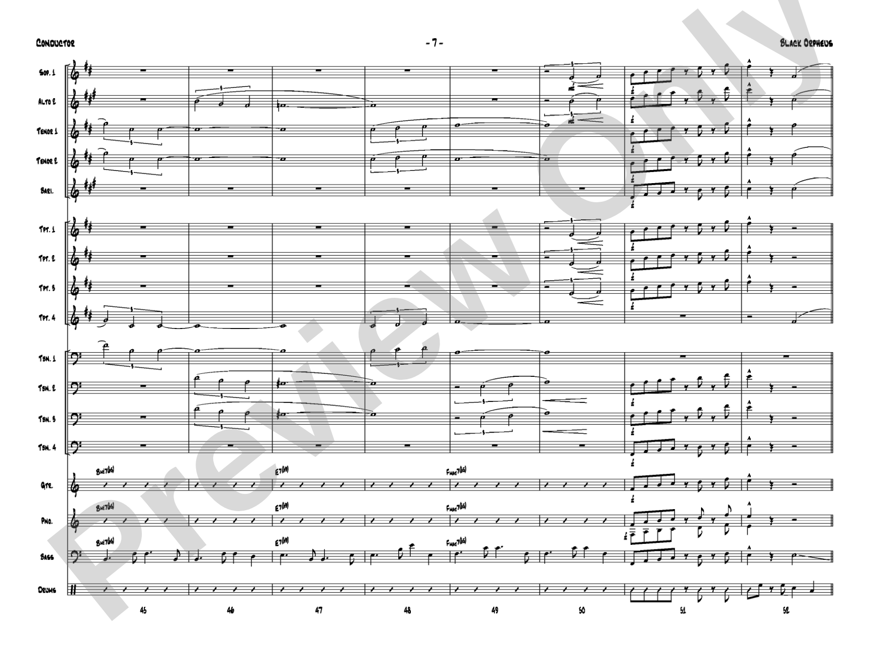 Black Orpheus: Jazz Ensemble Conductor Score & Parts