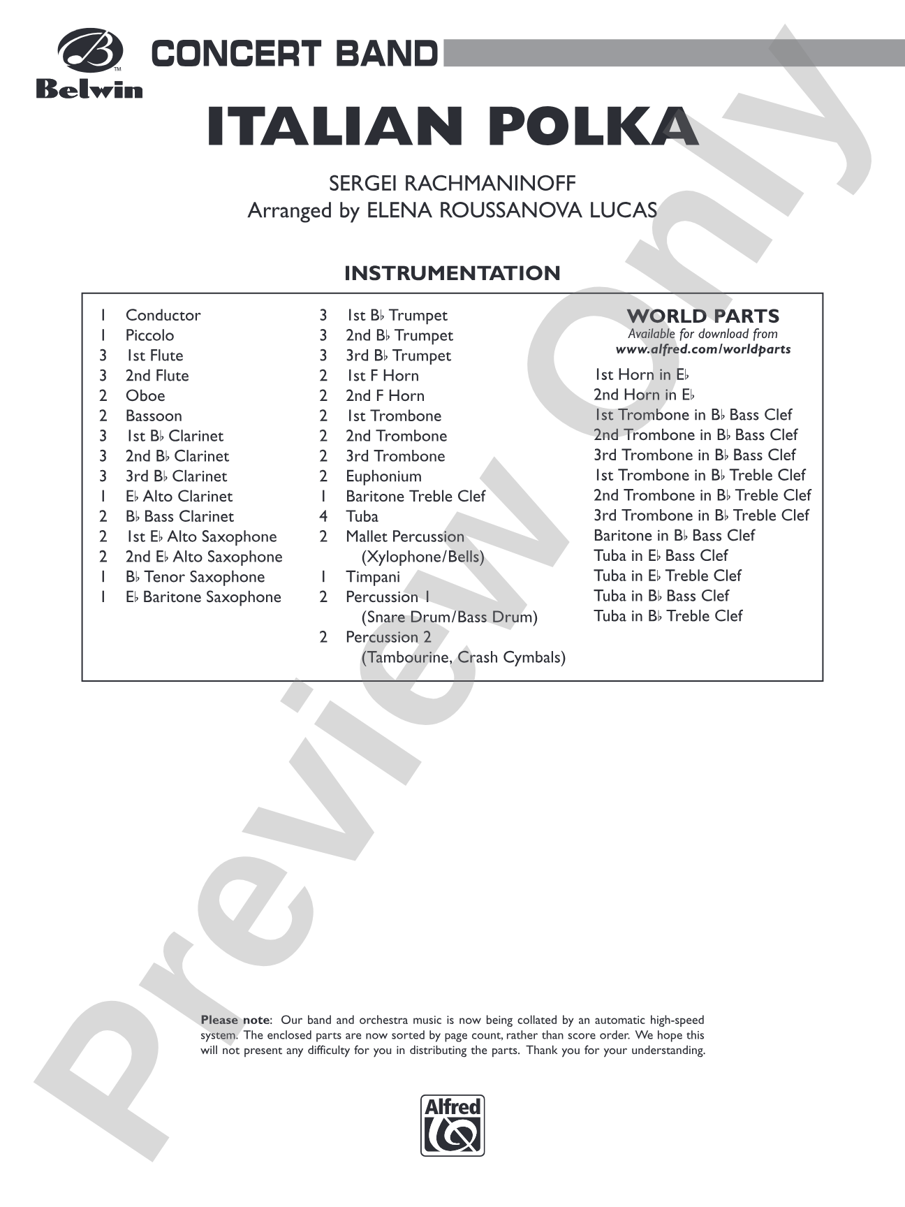 Italian Polka: Concert Band Conductor Score & Parts