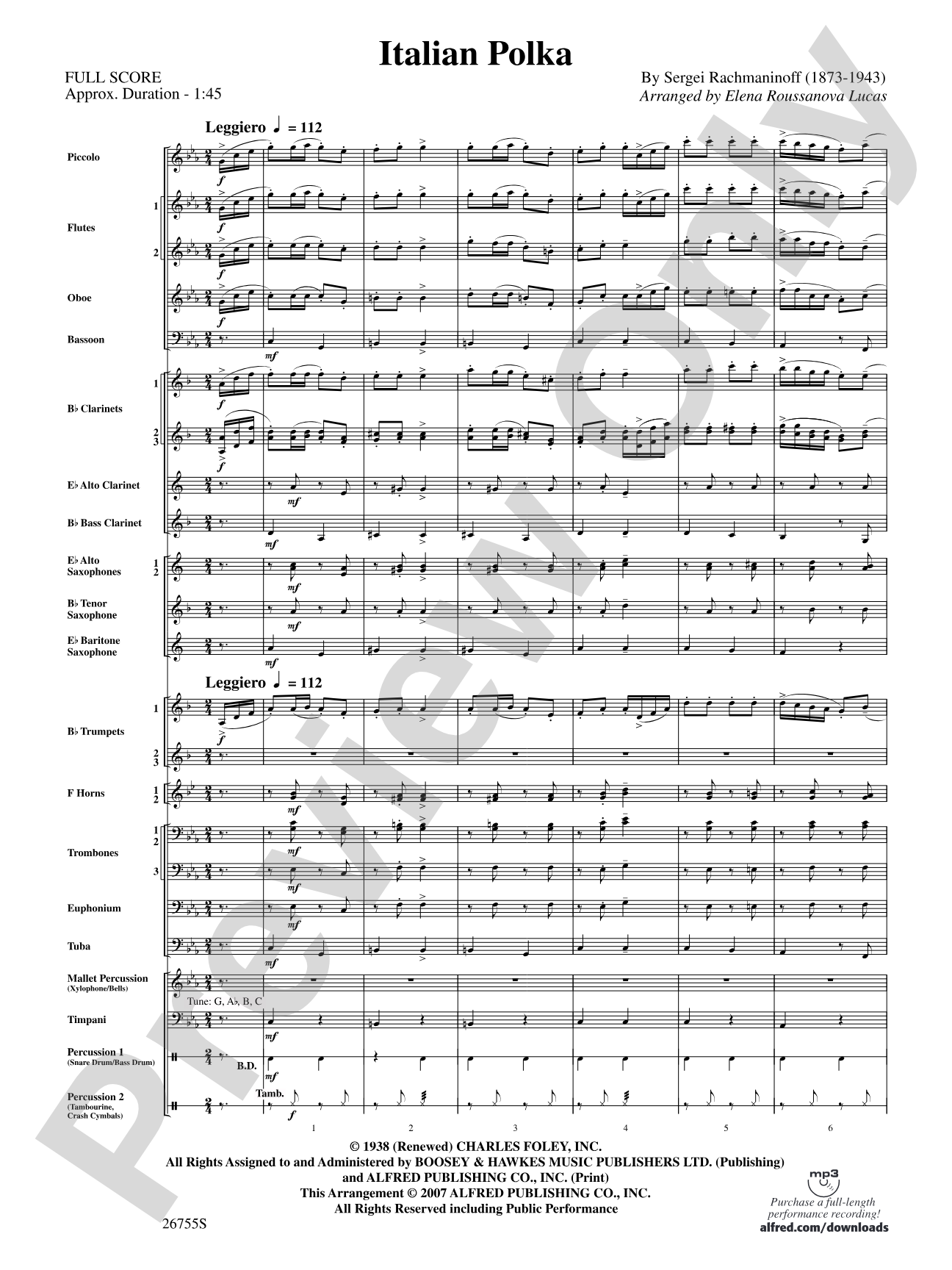 Italian Polka: Concert Band Conductor Score & Parts