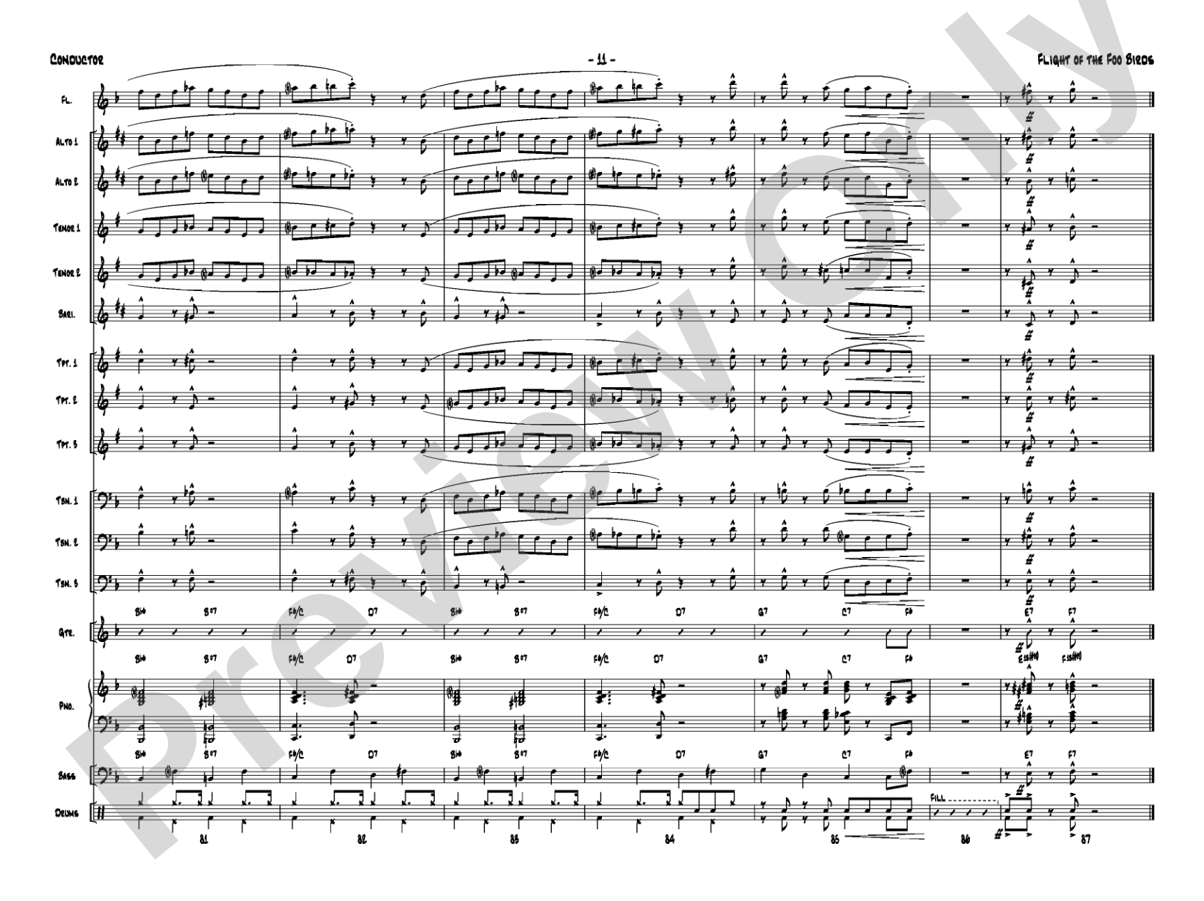 Flight of the Foo Birds: Jazz Ensemble Conductor Score & Parts