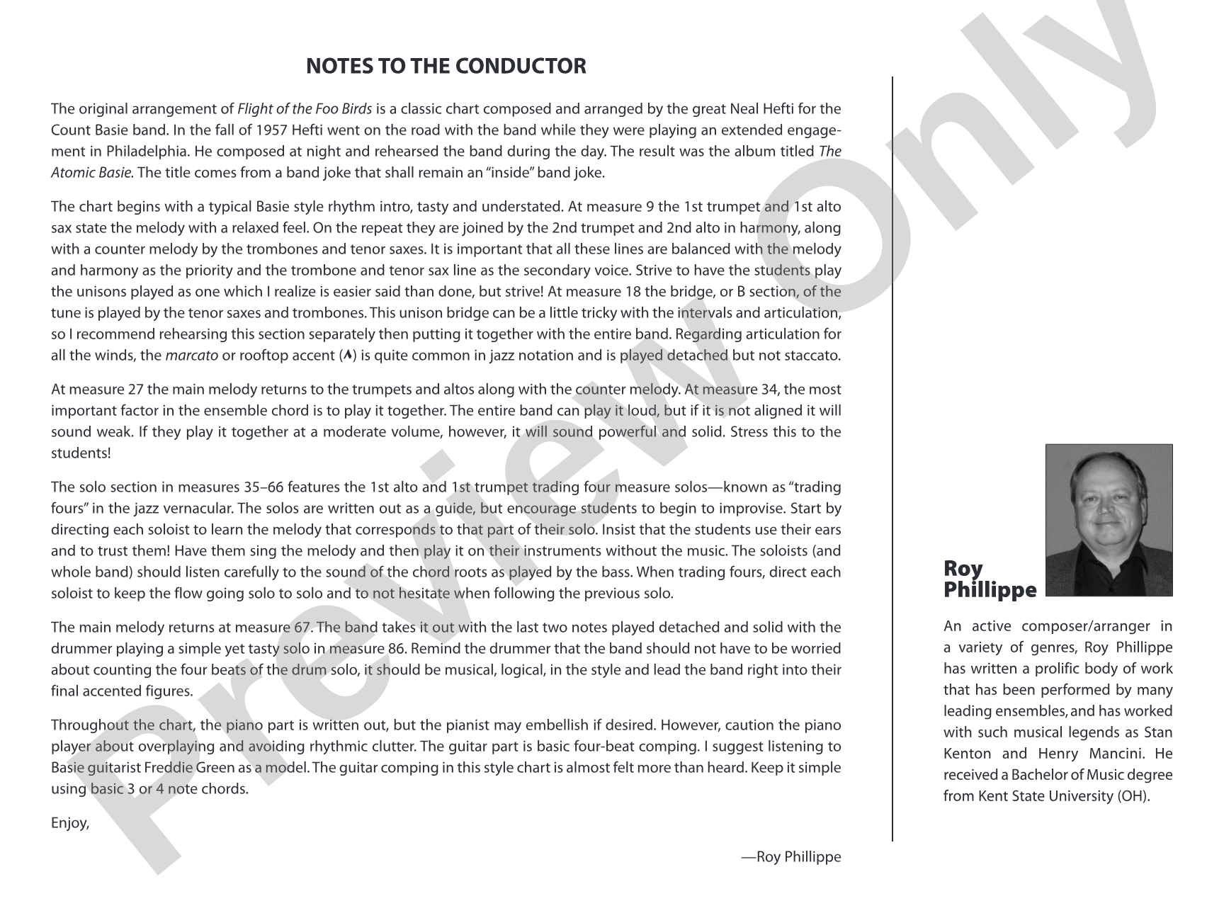 Flight of the Foo Birds: Jazz Ensemble Conductor Score & Parts