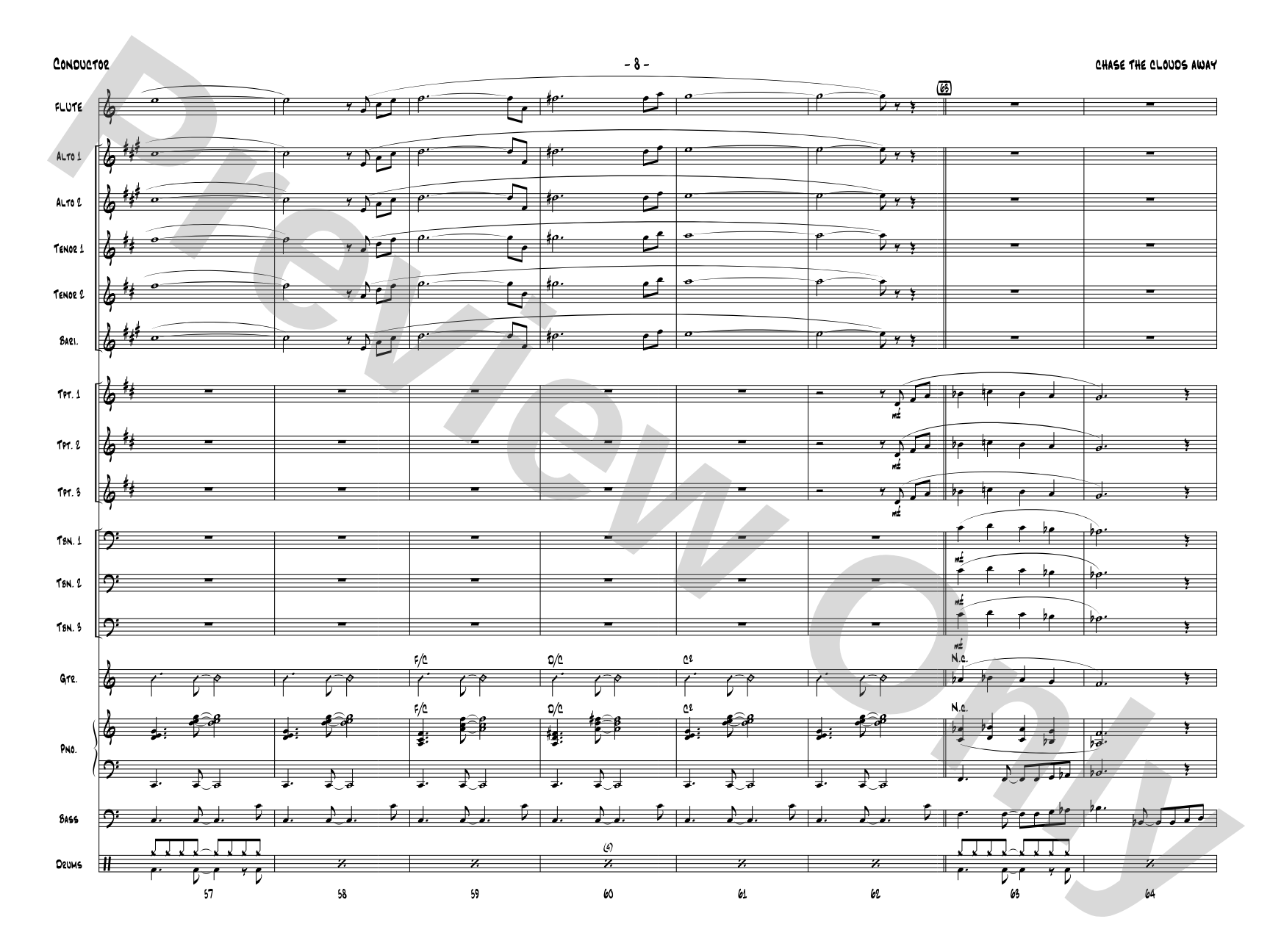 Chase the Clouds Away: Jazz Ensemble Conductor Score & Parts