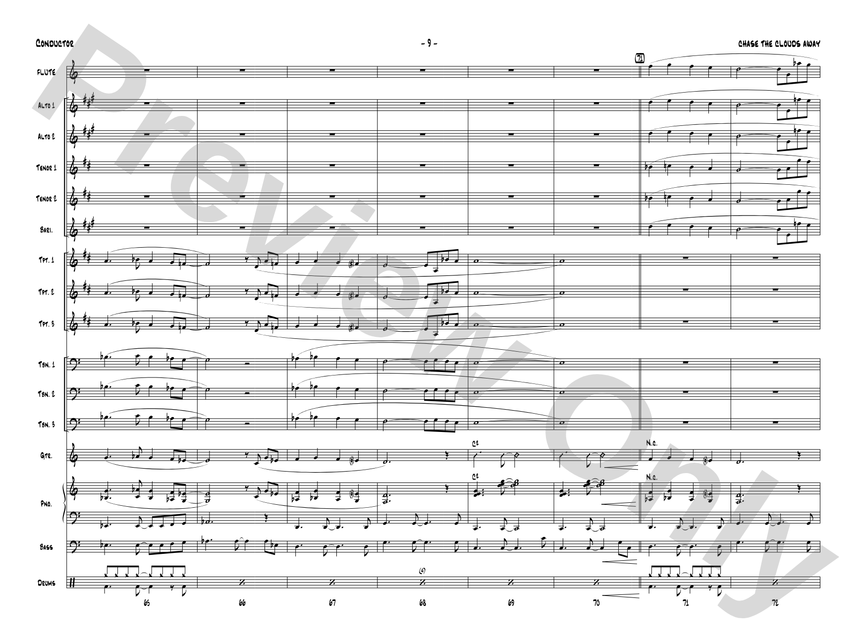 Chase the Clouds Away: Jazz Ensemble Conductor Score & Parts