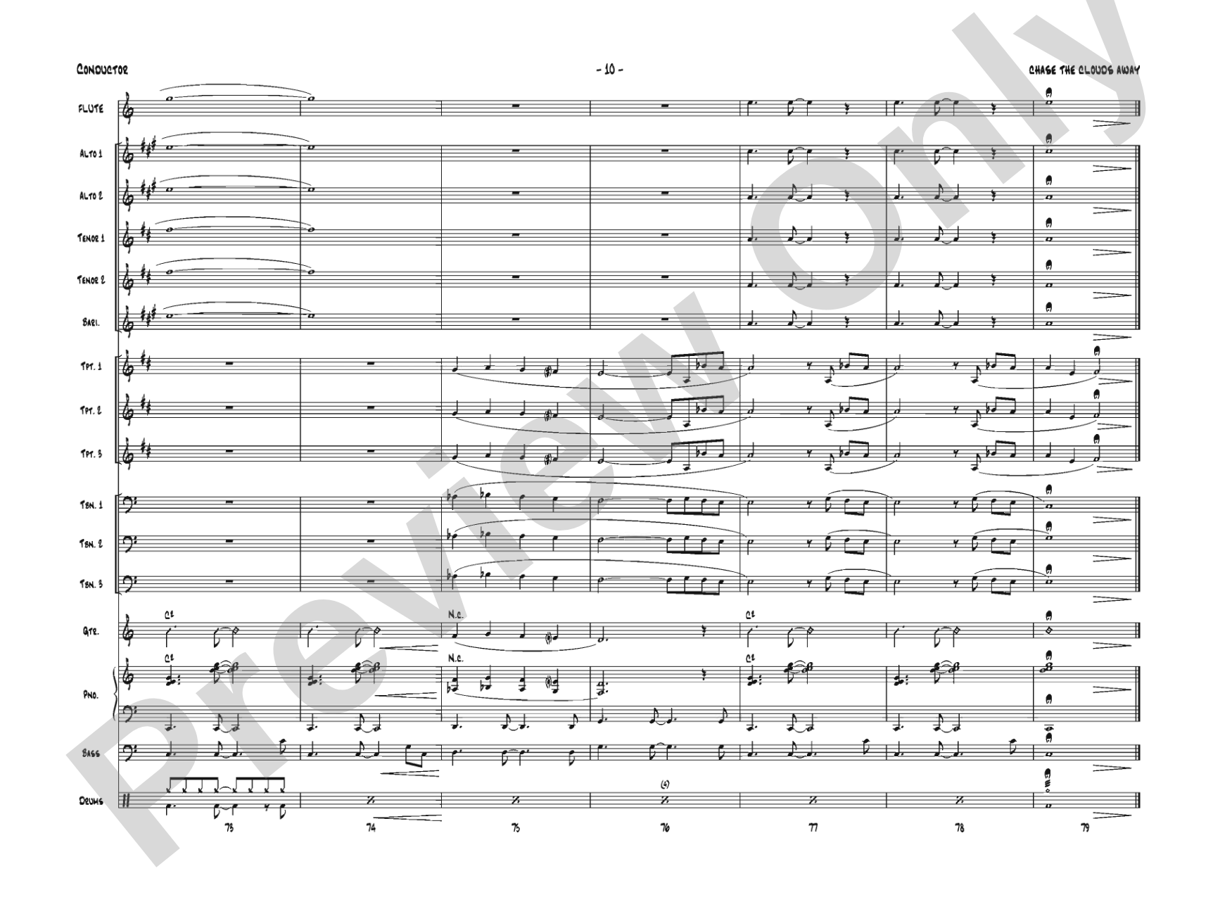 Chase the Clouds Away: Jazz Ensemble Conductor Score & Parts