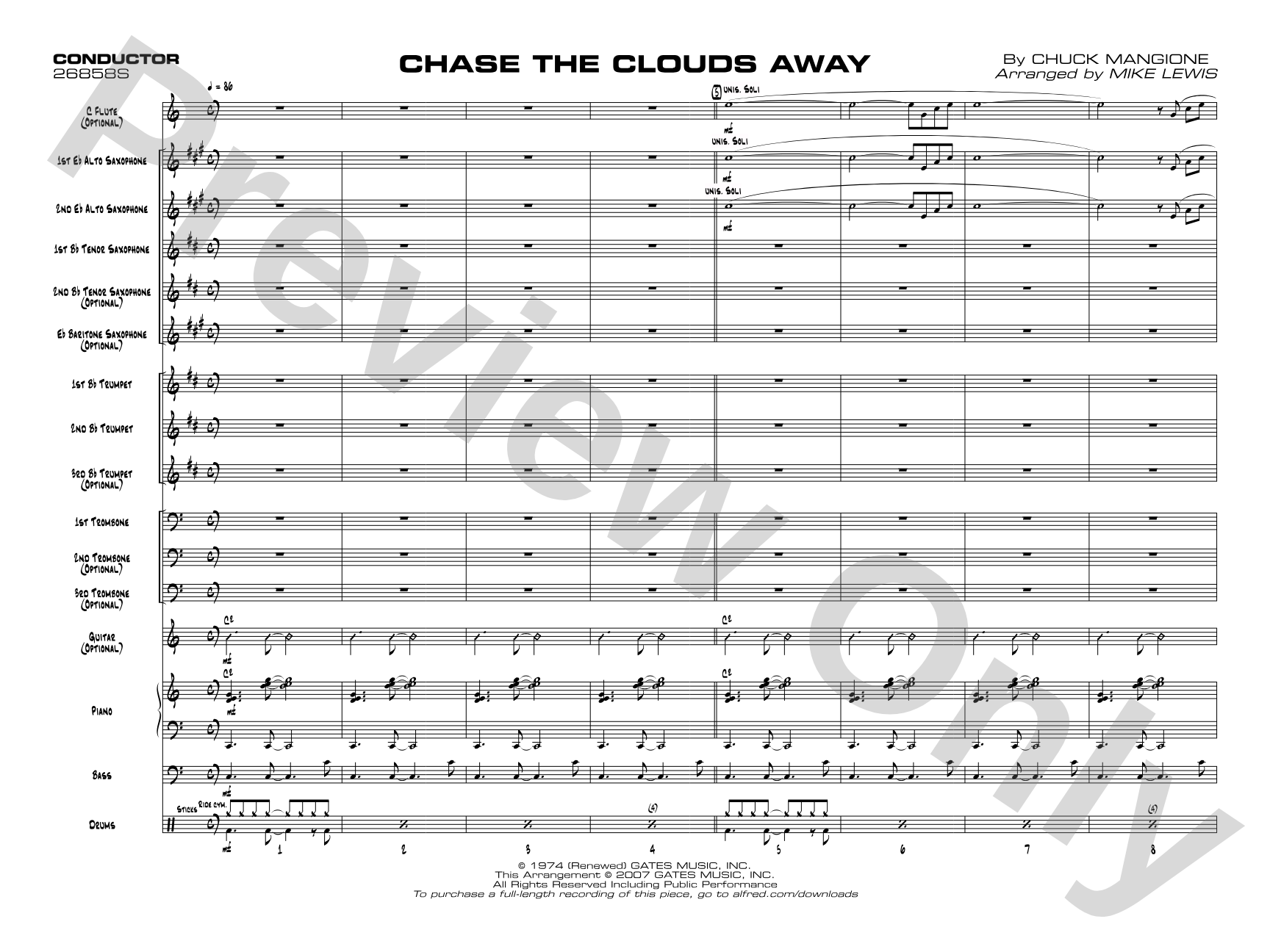 Chase the Clouds Away: Jazz Ensemble Conductor Score & Parts