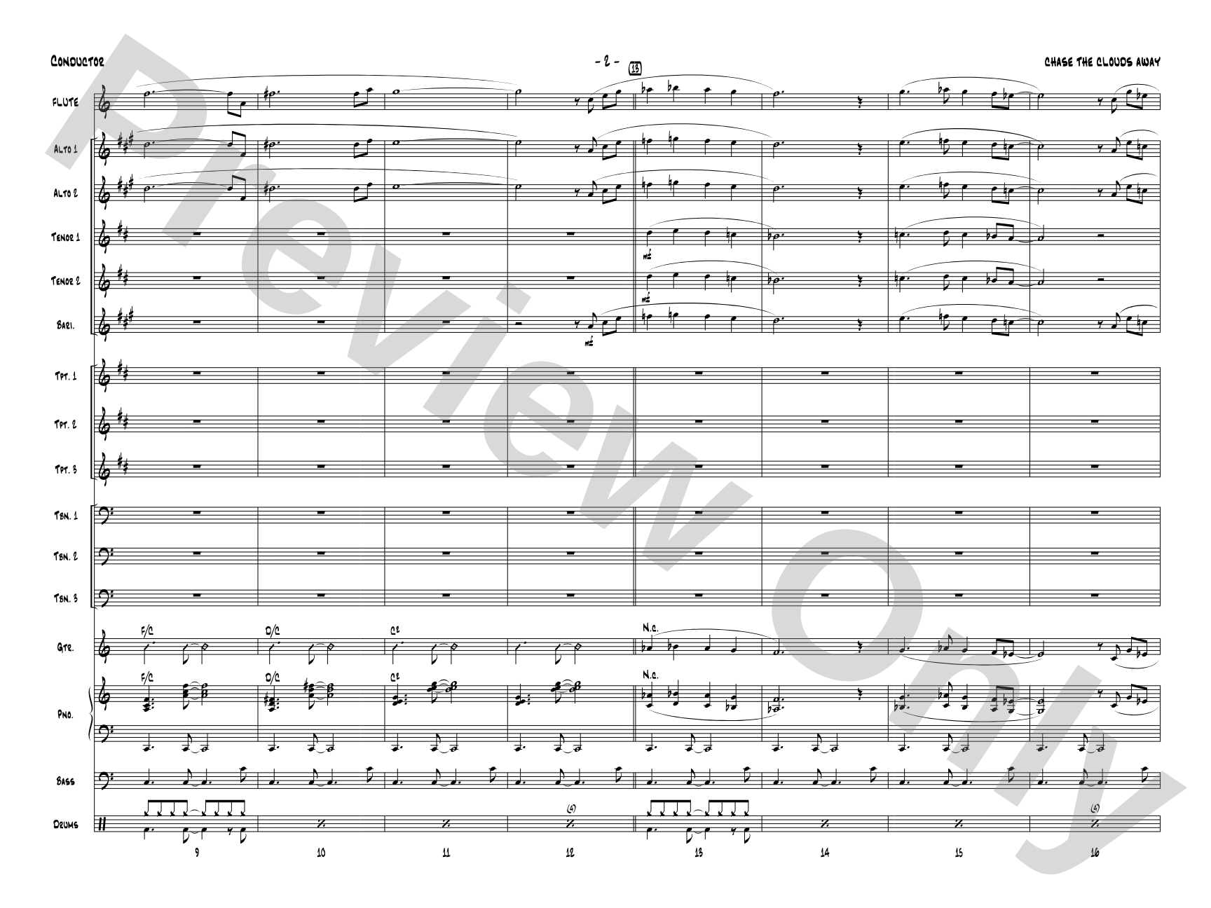 Chase the Clouds Away: Jazz Ensemble Conductor Score & Parts