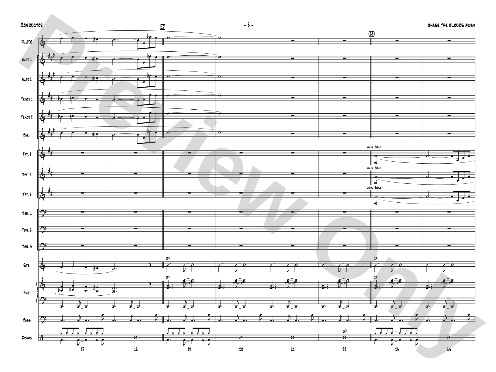 Chase the Clouds Away: Jazz Ensemble Conductor Score & Parts