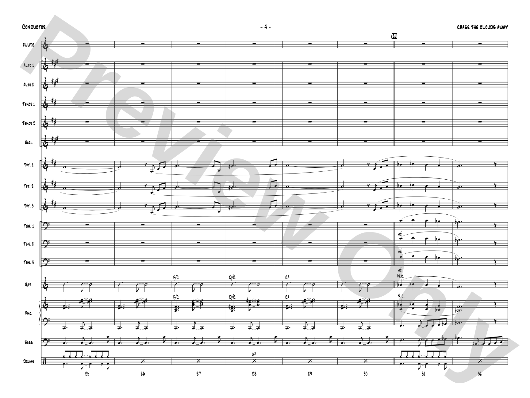 Chase the Clouds Away: Jazz Ensemble Conductor Score & Parts