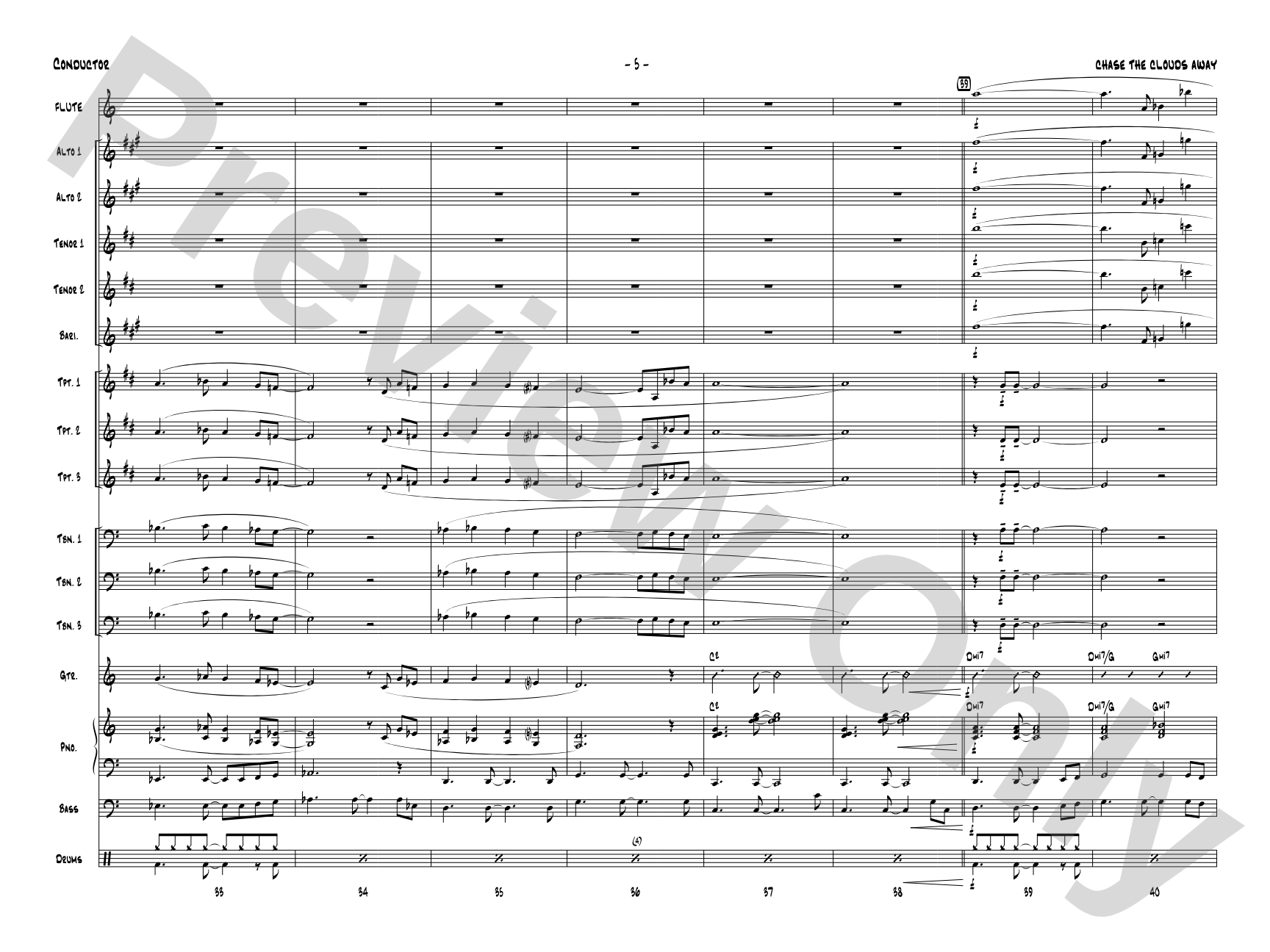 Chase the Clouds Away: Jazz Ensemble Conductor Score & Parts