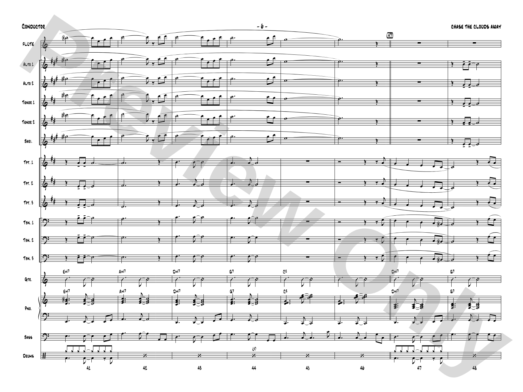 Chase the Clouds Away: Jazz Ensemble Conductor Score & Parts