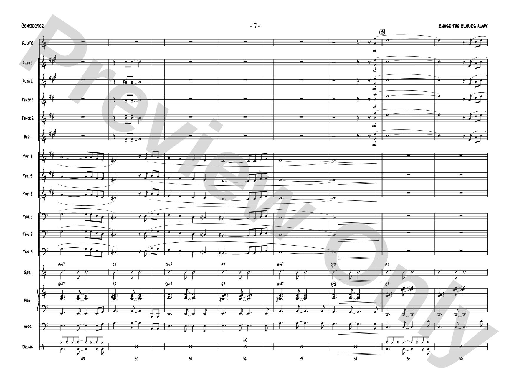 Chase the Clouds Away: Jazz Ensemble Conductor Score & Parts