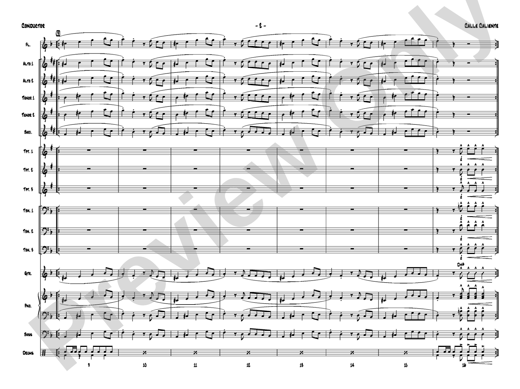 Calle Caliente: Jazz Ensemble Conductor Score & Parts