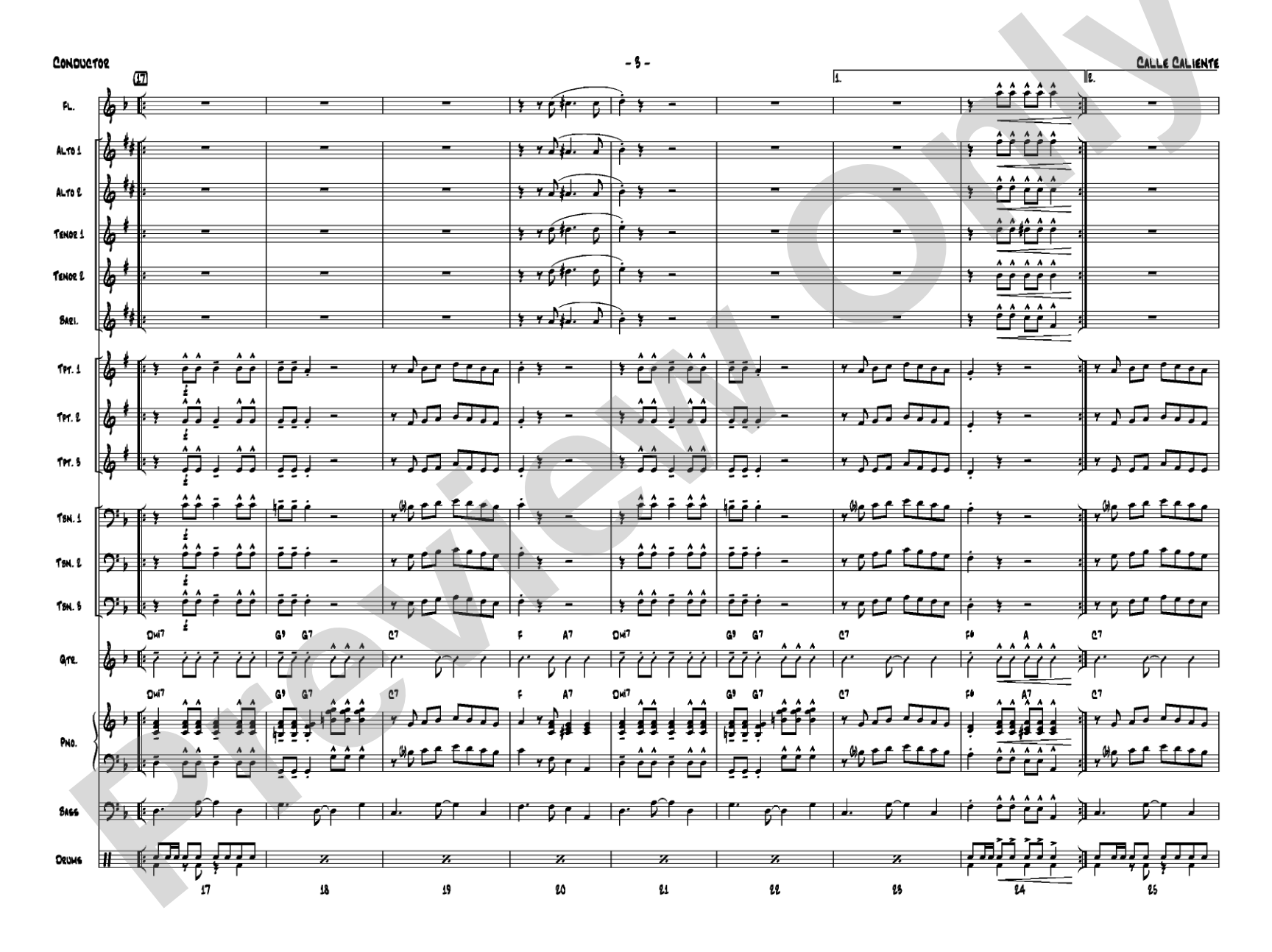 Calle Caliente: Jazz Ensemble Conductor Score & Parts