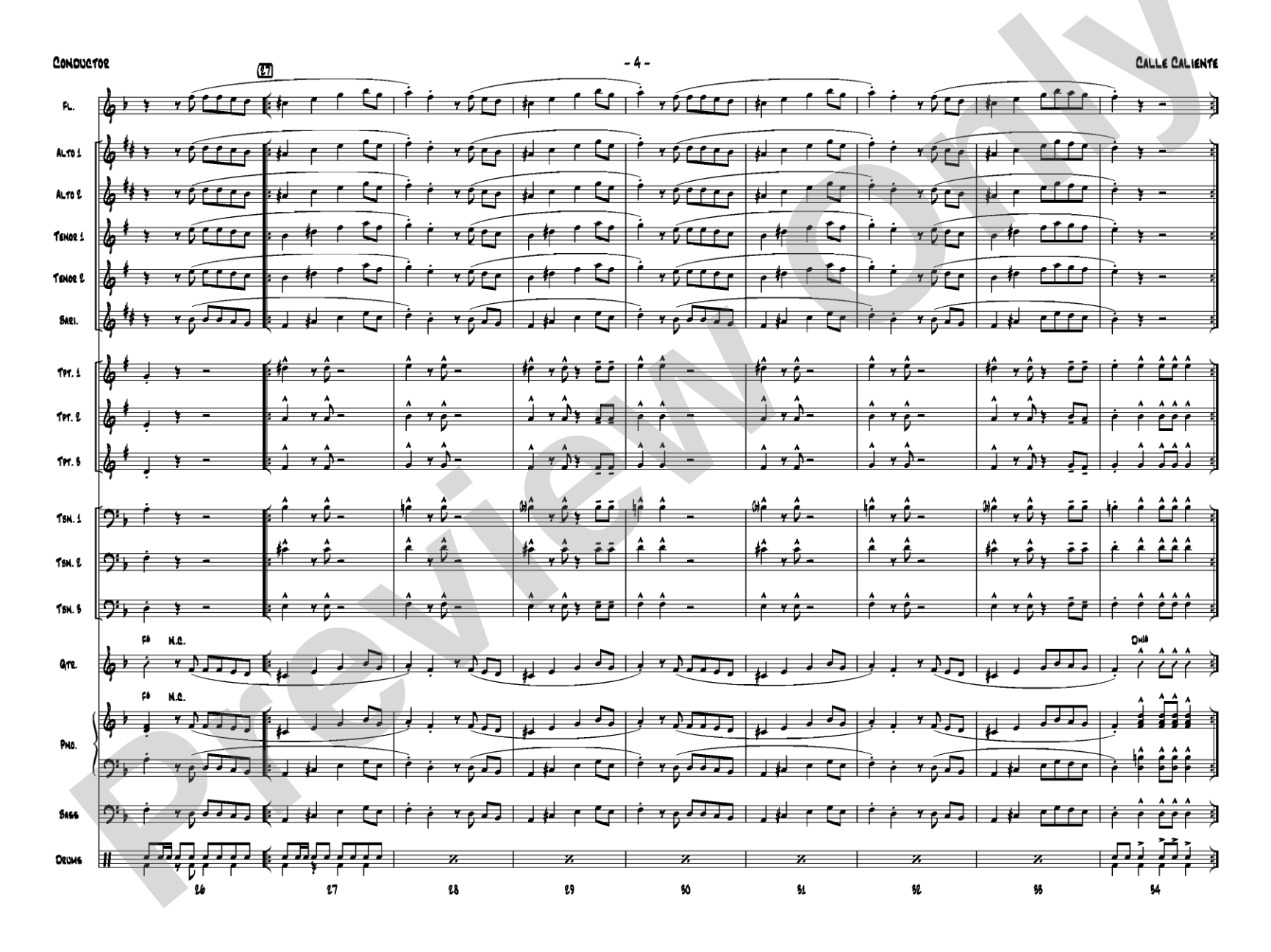 Calle Caliente: Jazz Ensemble Conductor Score & Parts