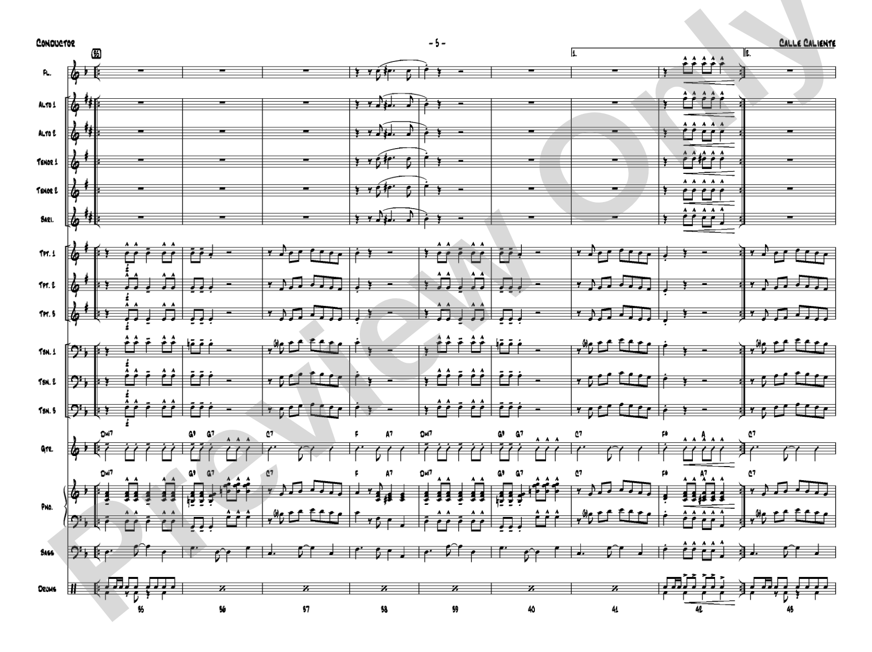 Calle Caliente: Jazz Ensemble Conductor Score & Parts