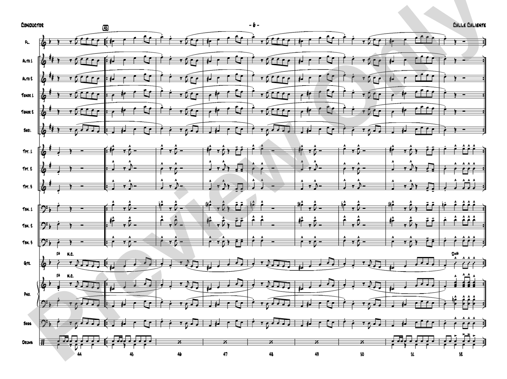 Calle Caliente: Jazz Ensemble Conductor Score & Parts