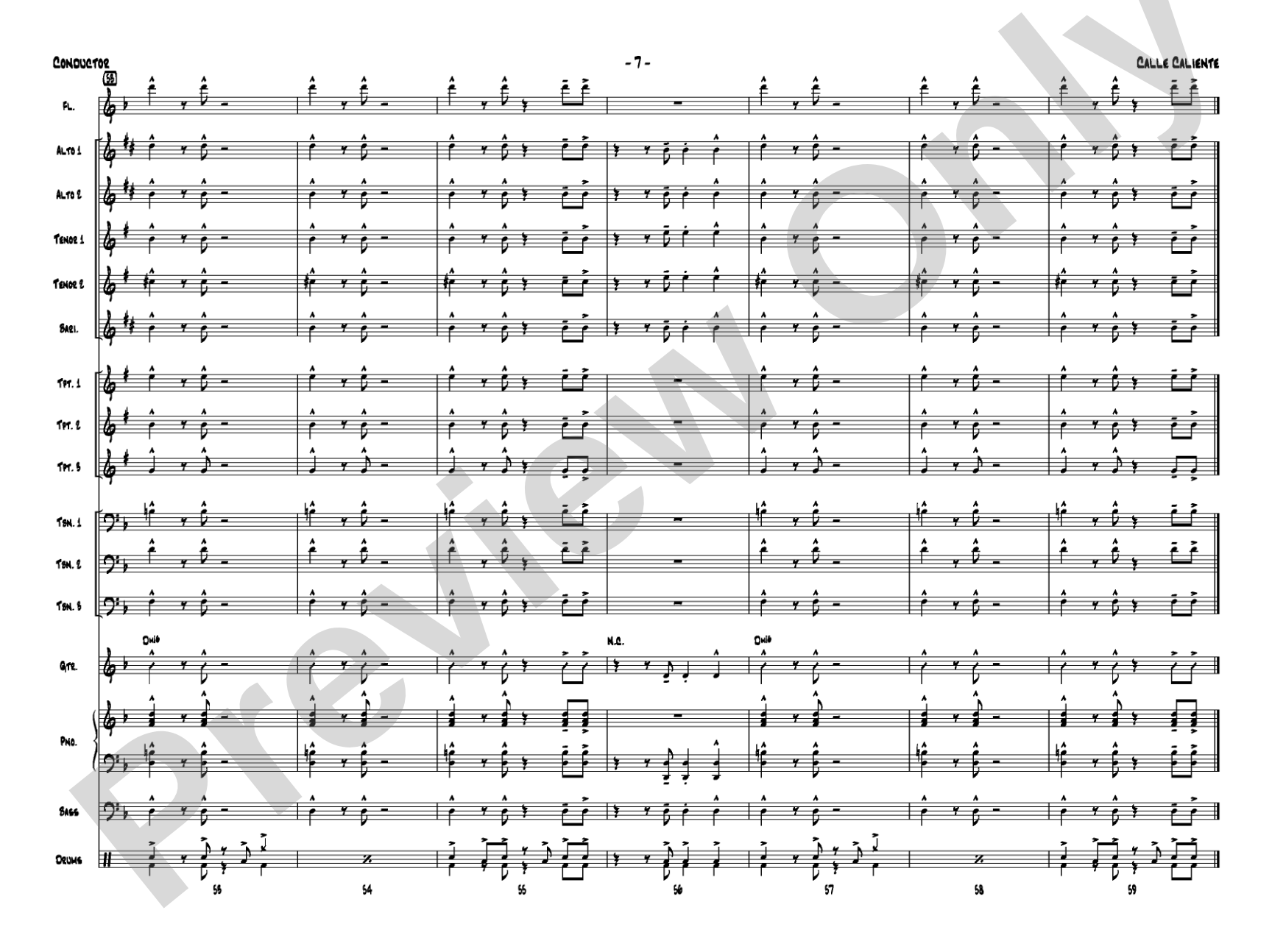 Calle Caliente: Jazz Ensemble Conductor Score & Parts