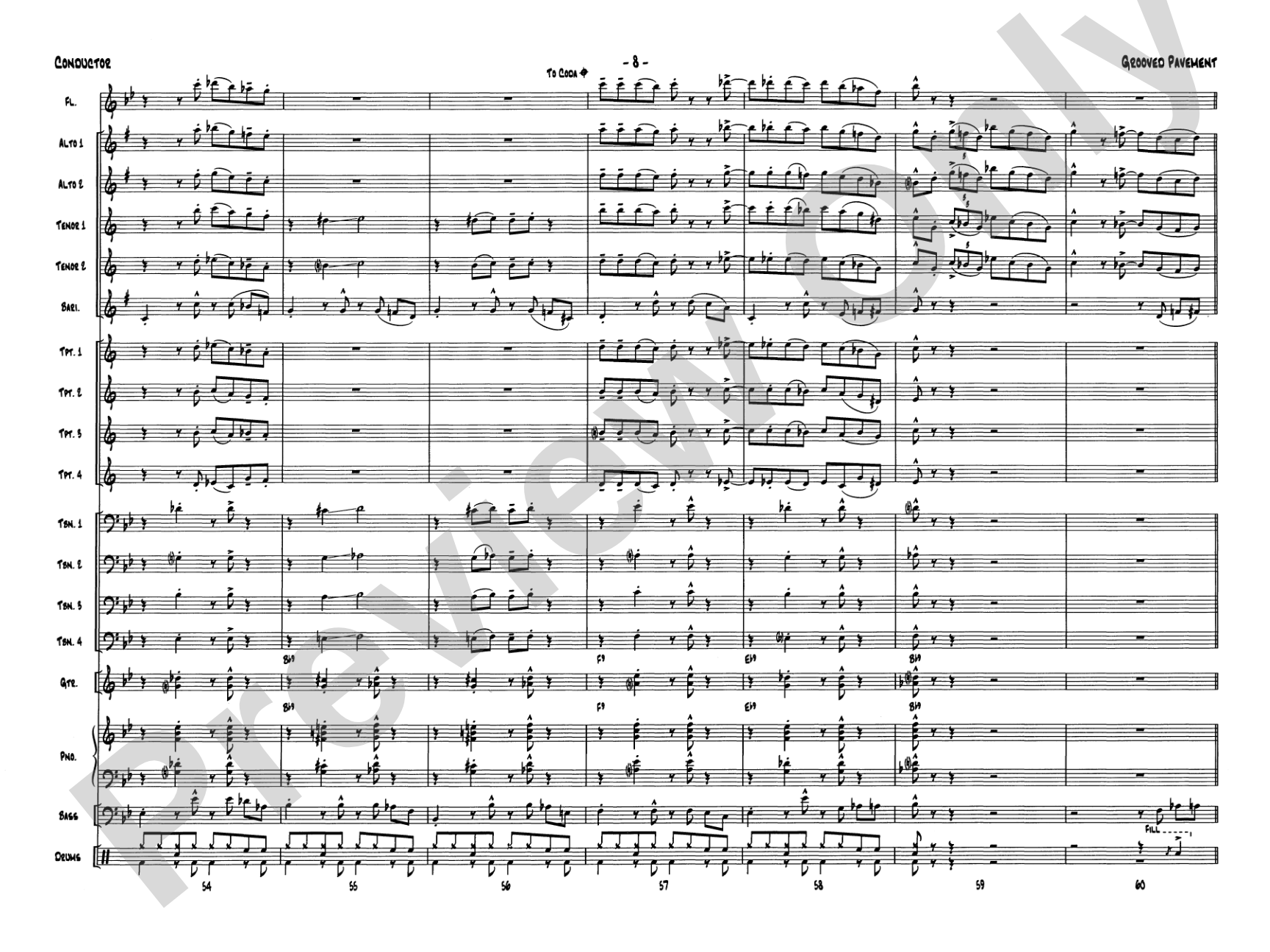 Grooved Pavement: Jazz Ensemble Conductor Score & Parts