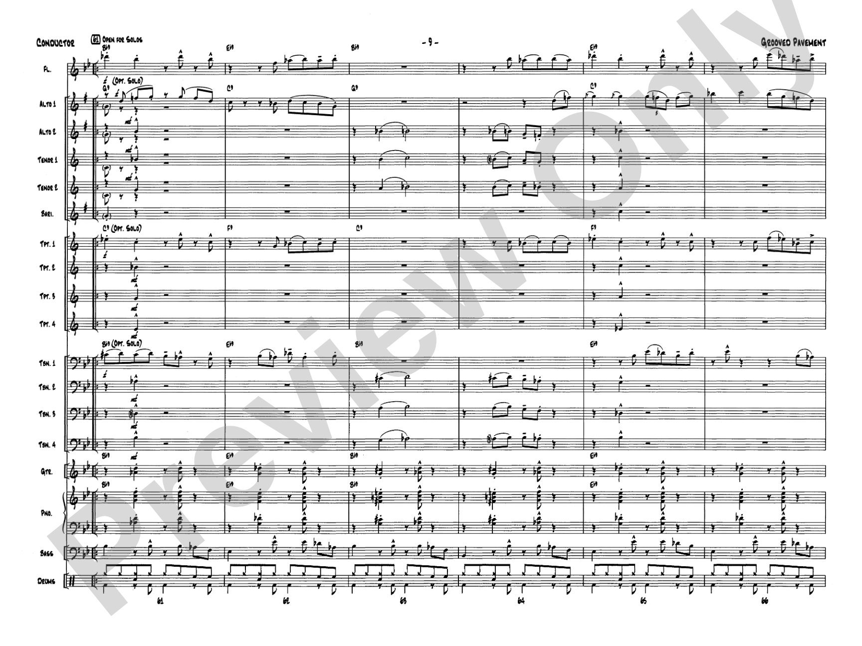 Grooved Pavement: Jazz Ensemble Conductor Score & Parts