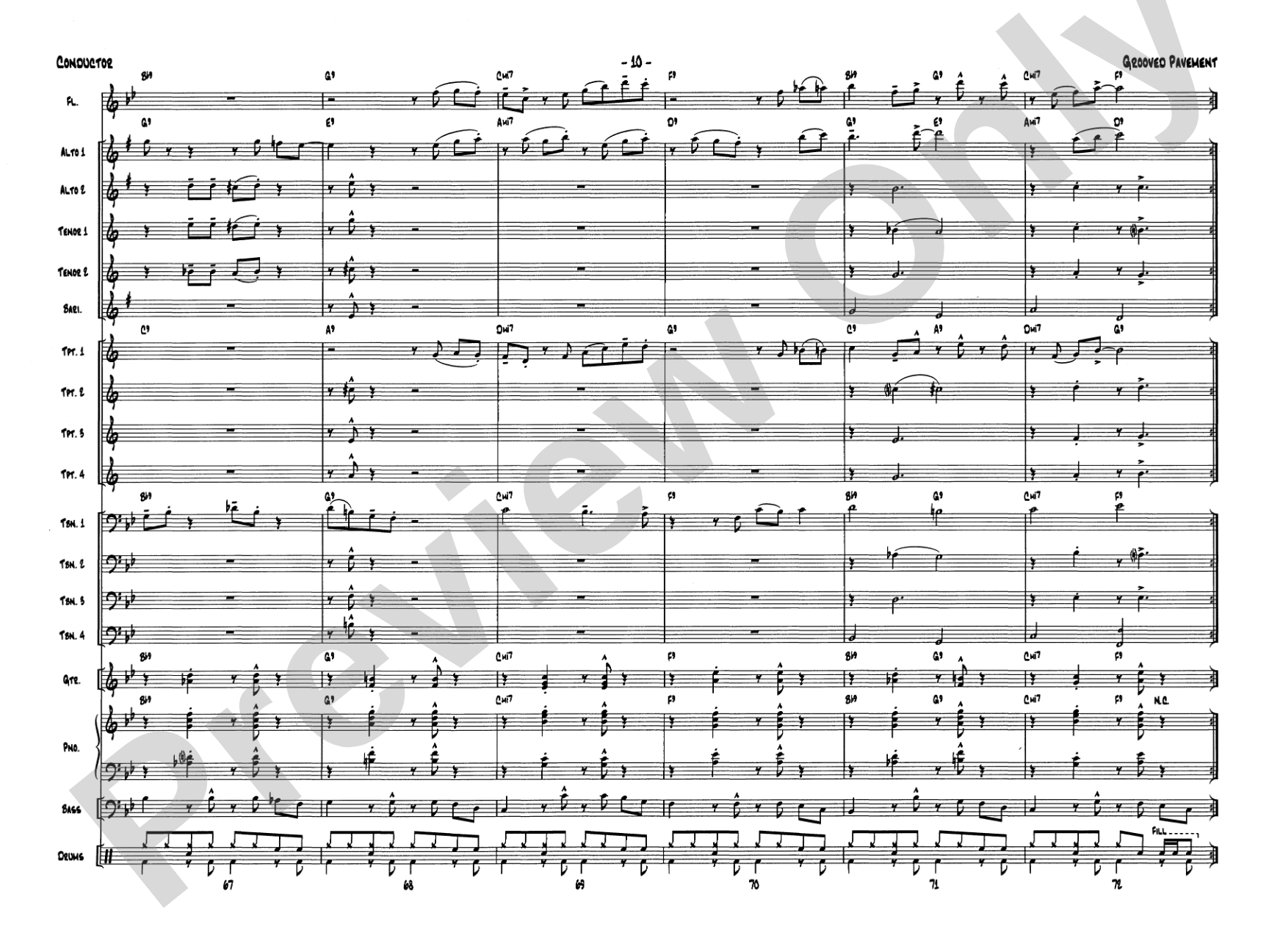 Grooved Pavement: Jazz Ensemble Conductor Score & Parts