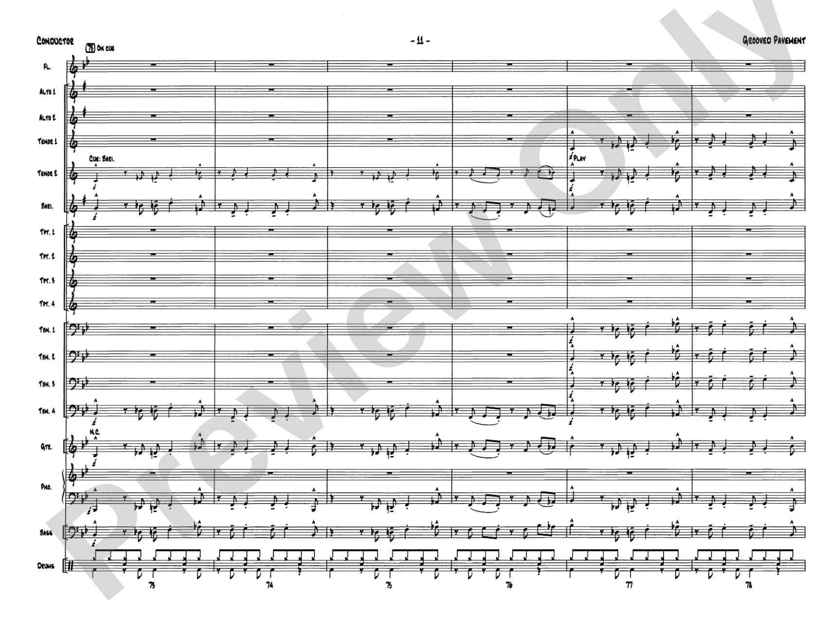 Grooved Pavement: Jazz Ensemble Conductor Score & Parts